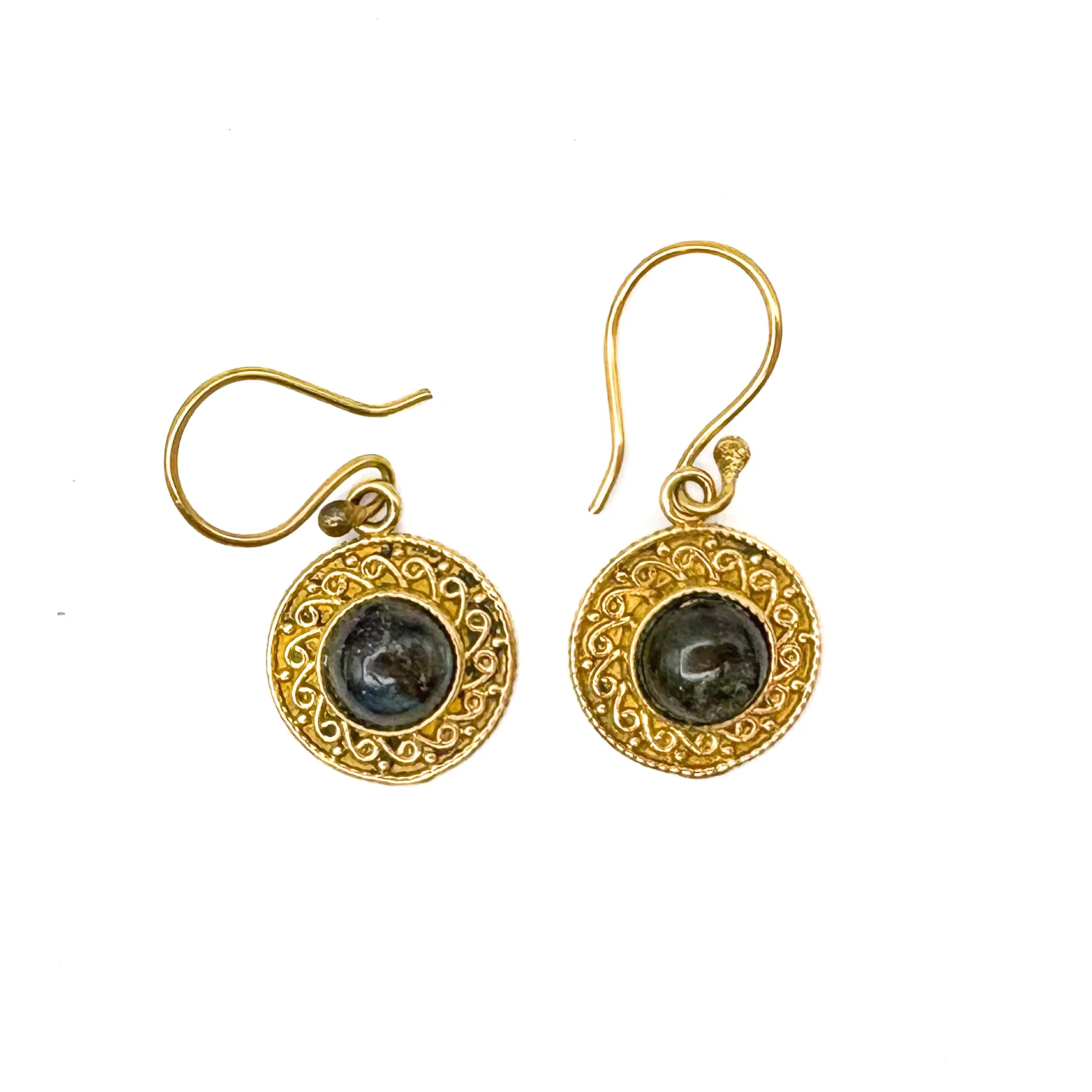 Labradorite Round & Round Brass Earrings - Image 6