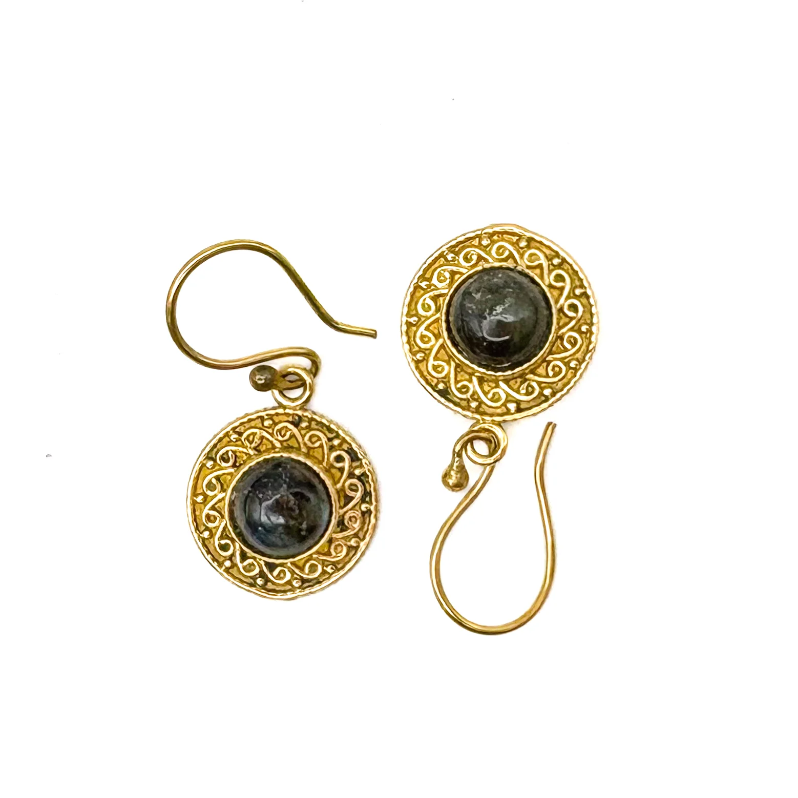Labradorite Round & Round Brass Earrings - Image 7