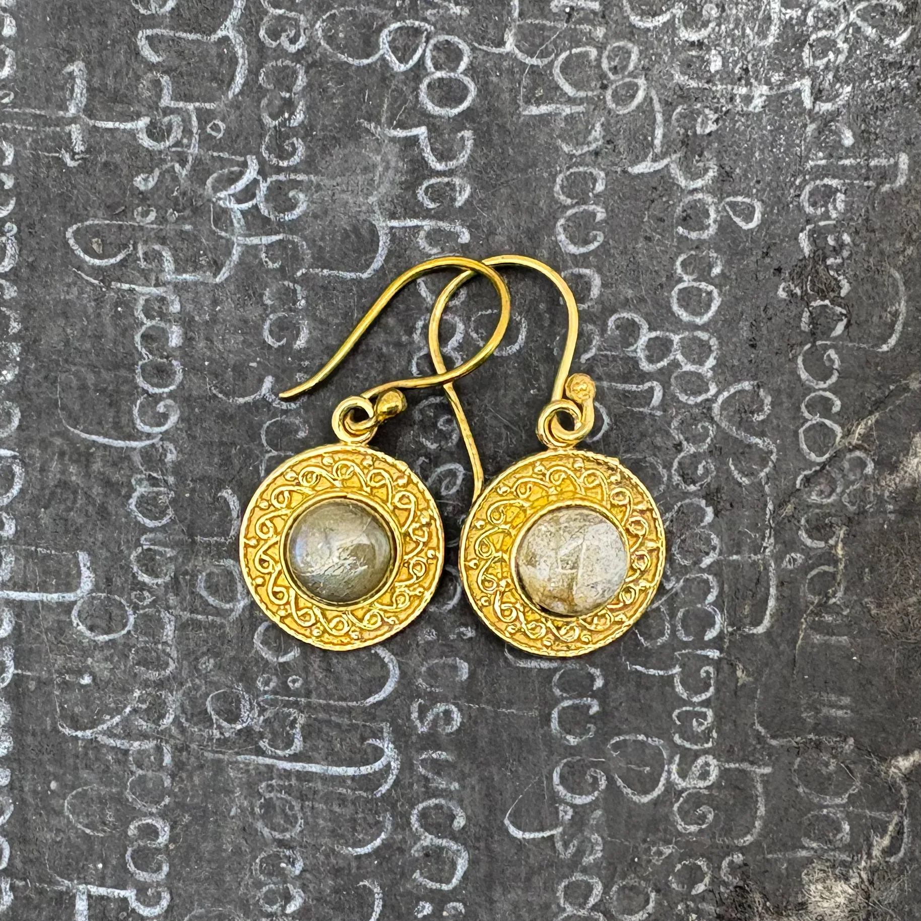 Labradorite Round & Round Brass Earrings - Image 8