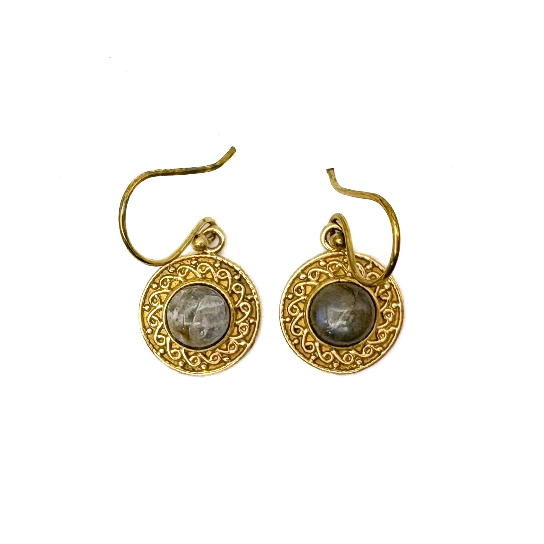 Labradorite Round & Round Brass Earrings - Image 9