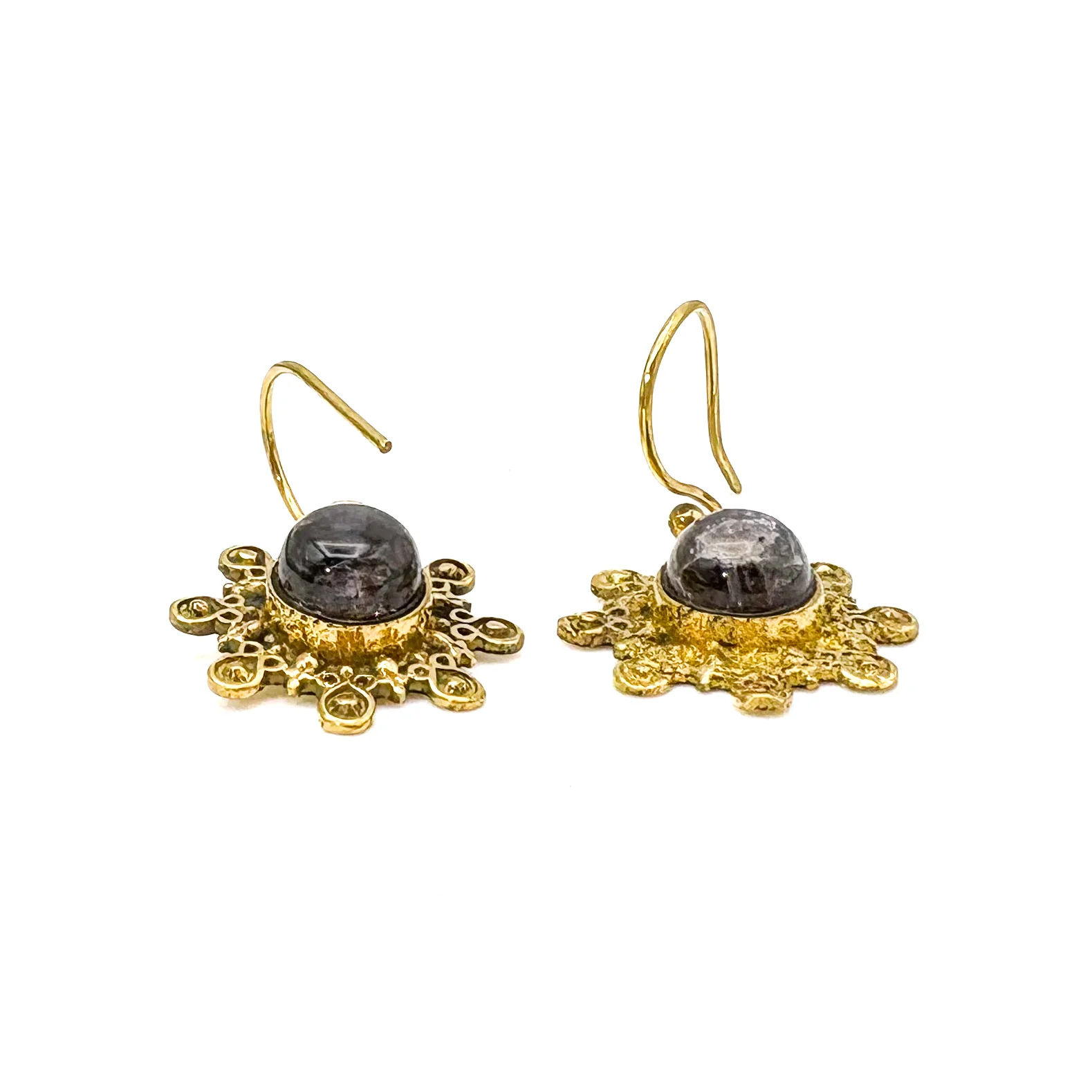 Labradorite Snowflake Brass Earrings - Image 11