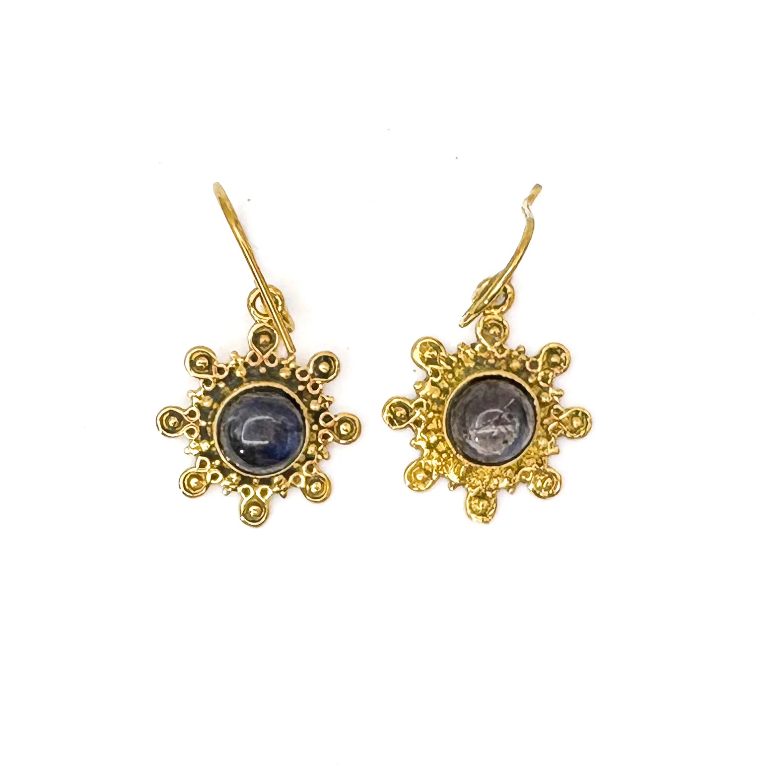 Labradorite Snowflake Brass Earrings - Image 3