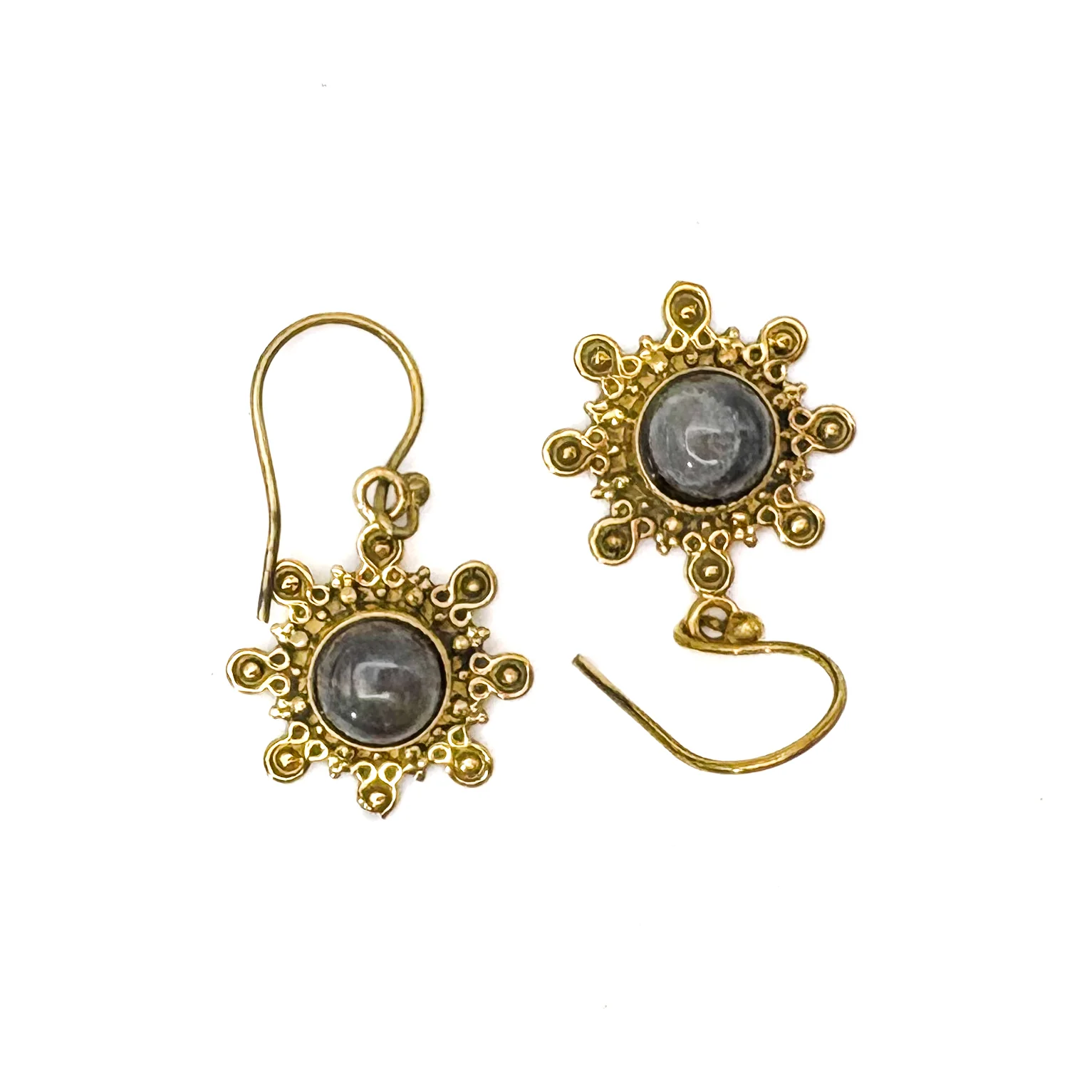 Labradorite Snowflake Brass Earrings - Image 5