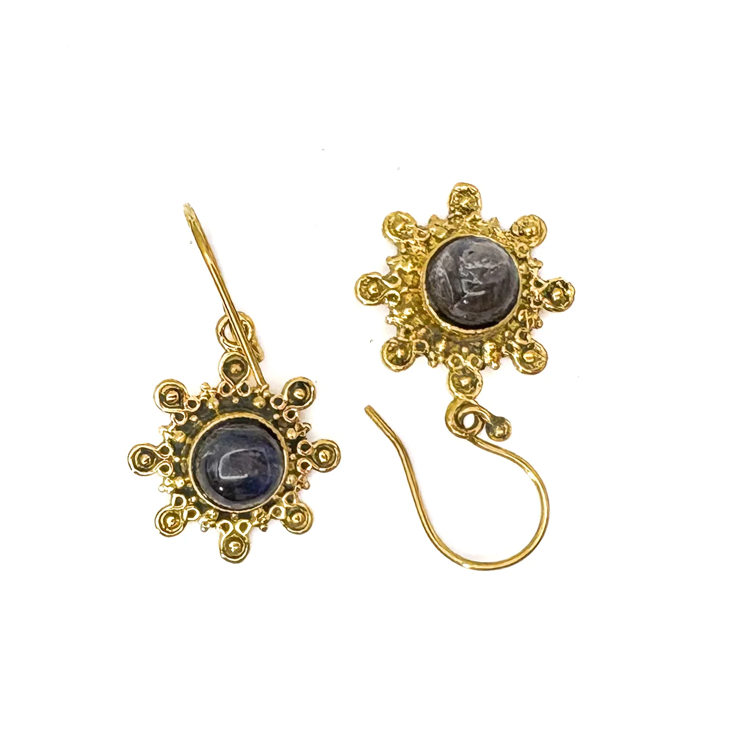 Labradorite Snowflake Brass Earrings - Image 6