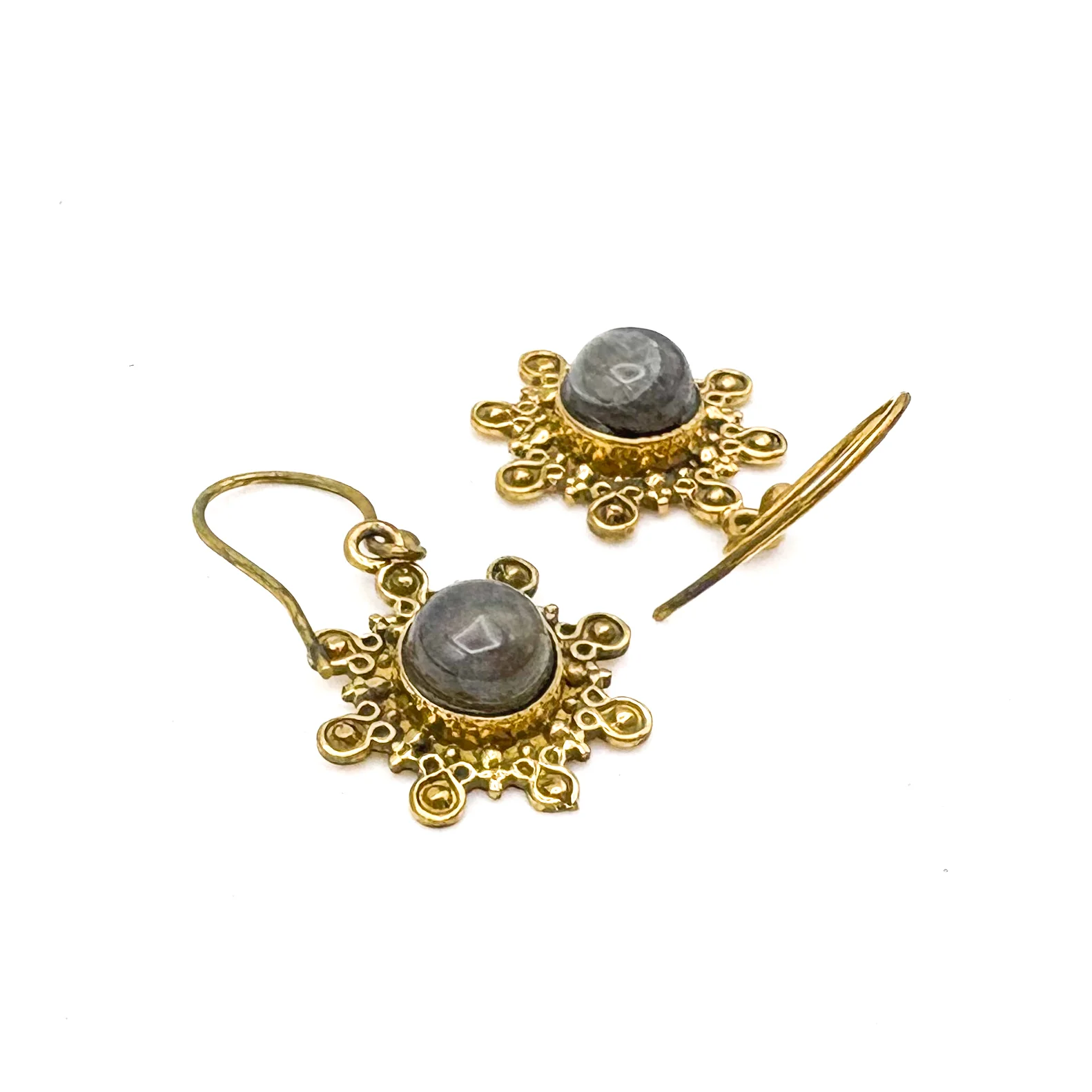 Labradorite Snowflake Brass Earrings - Image 8
