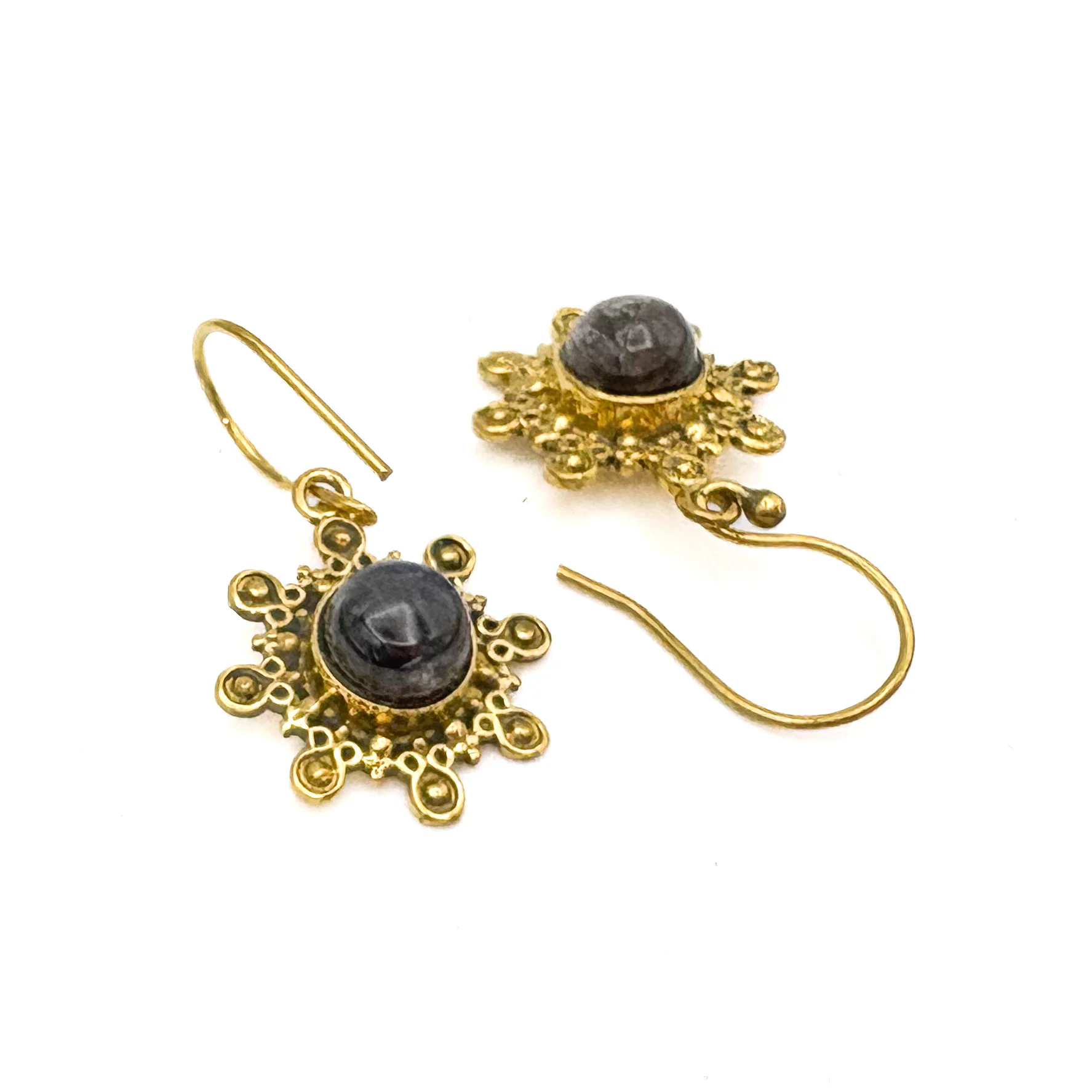 Labradorite Snowflake Brass Earrings - Image 9