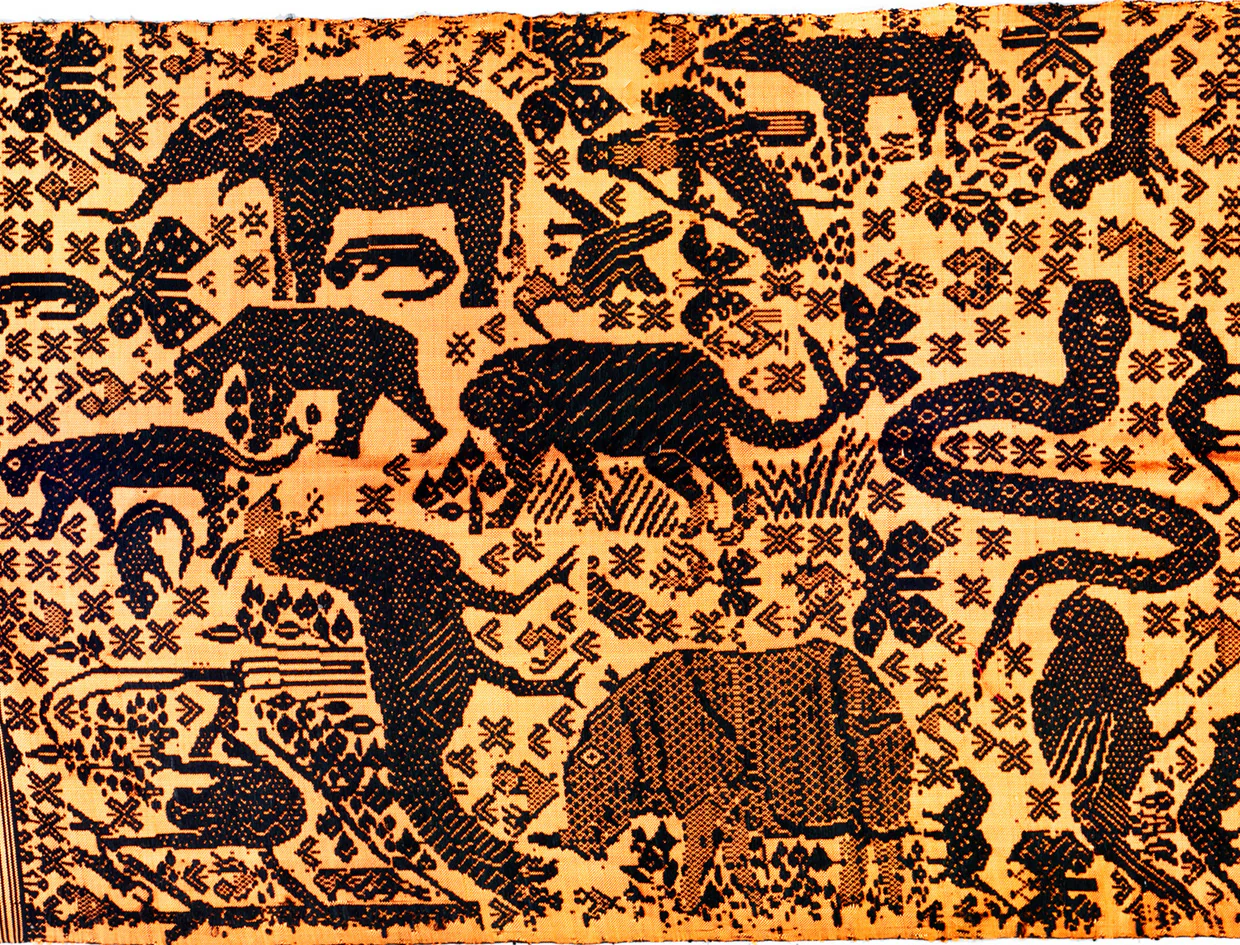 Textile 20: Laos Heirloom 100% Silk "Animal Kingdom" Wrap - Image 2