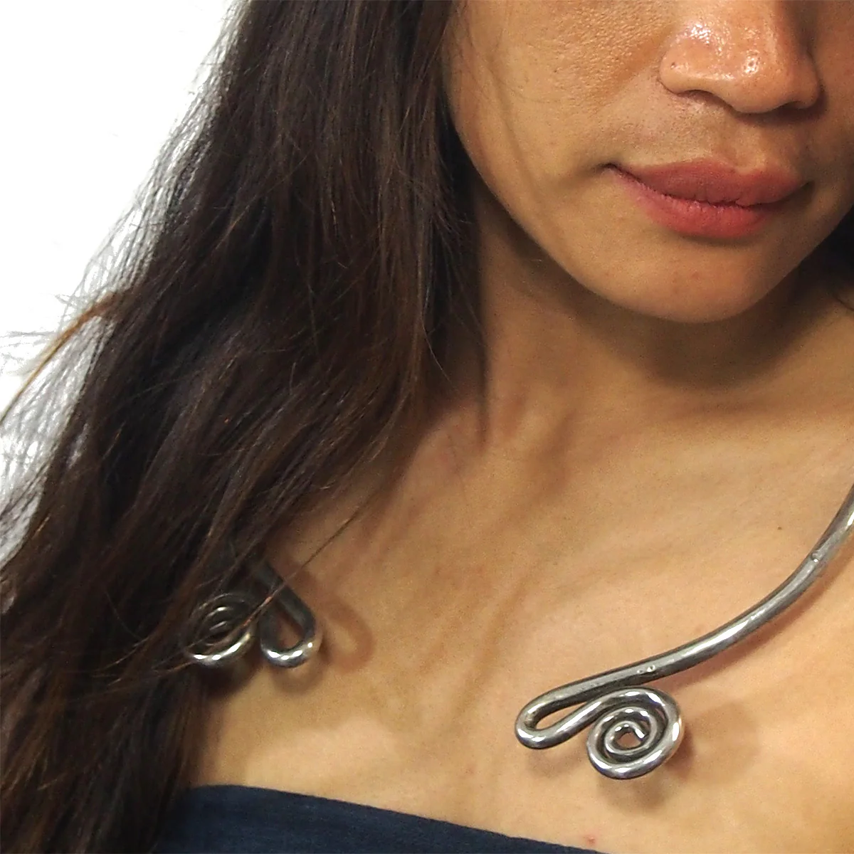 Laos Hill Tribe Authentic Antique Silver Dowry Currency Neck Ring Torque - Image 3