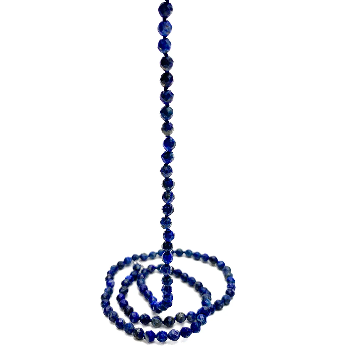 Lapis Lazuli Faceted 4mm Knotted Necklace With Sterling Silver Trigger Clasp - Image 4