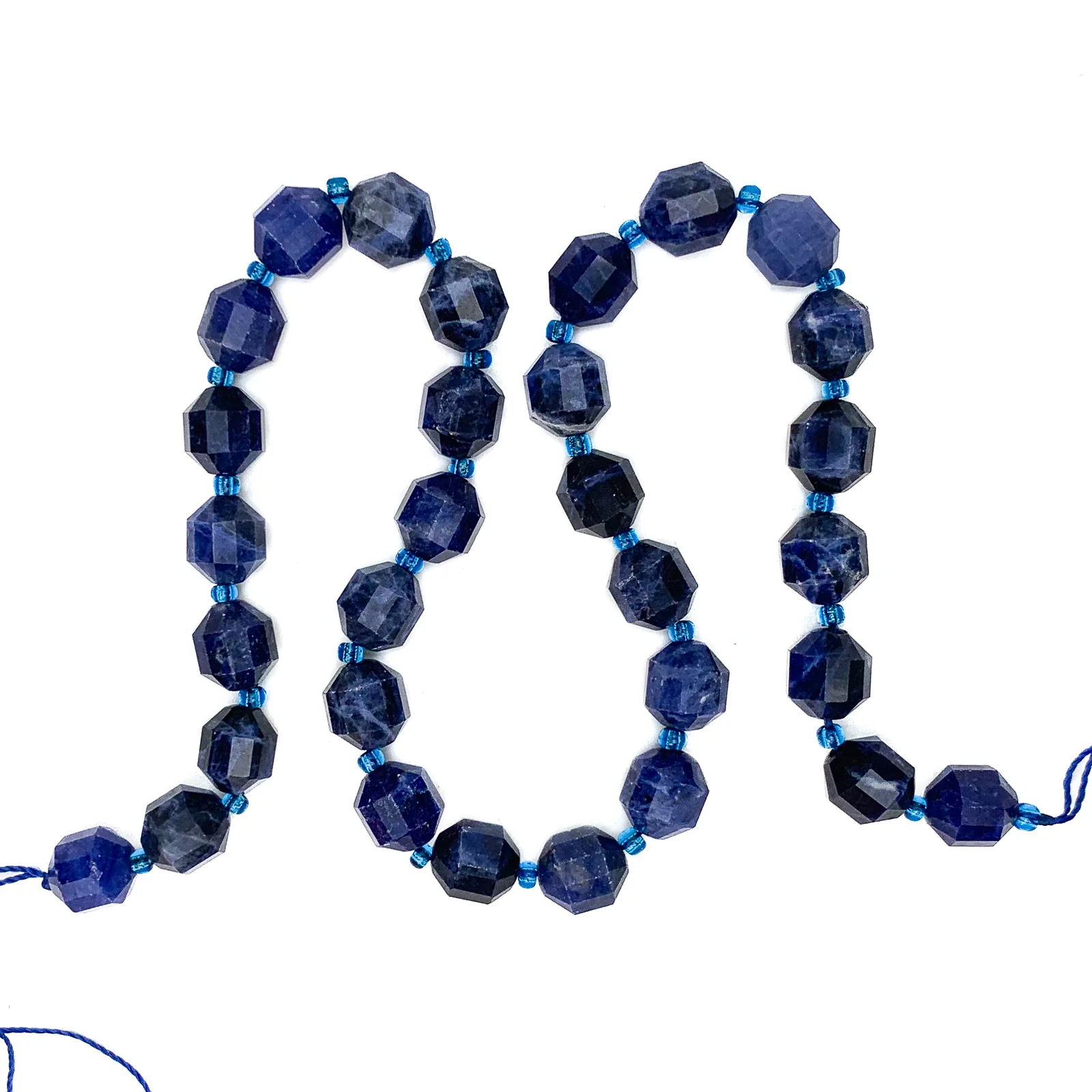 Lapis Lazuli 9mm Faceted Drums Bead Strand - Image 3