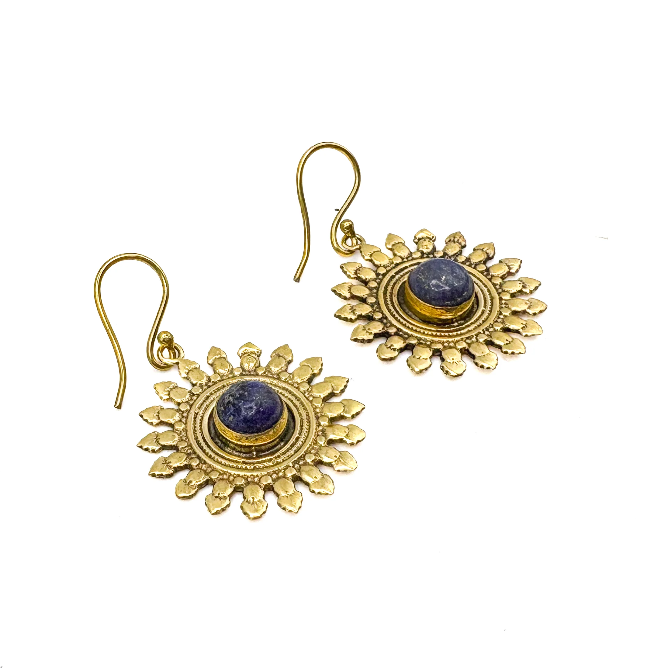 Lapis Lazuli All The Suns Rays Brass Earrings - Image 10