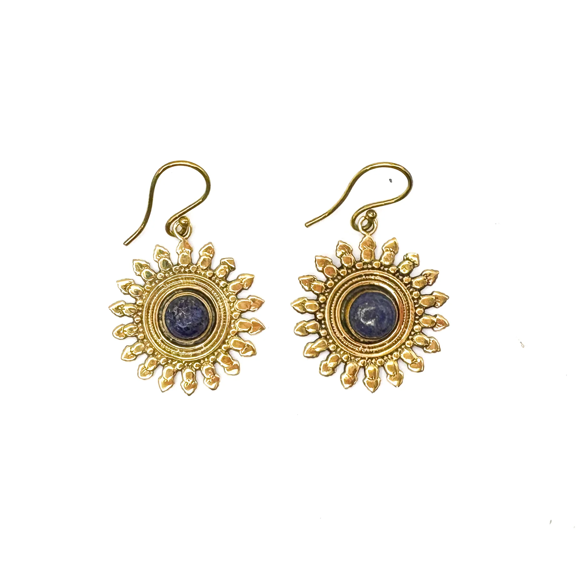 Lapis Lazuli All The Suns Rays Brass Earrings - Image 6