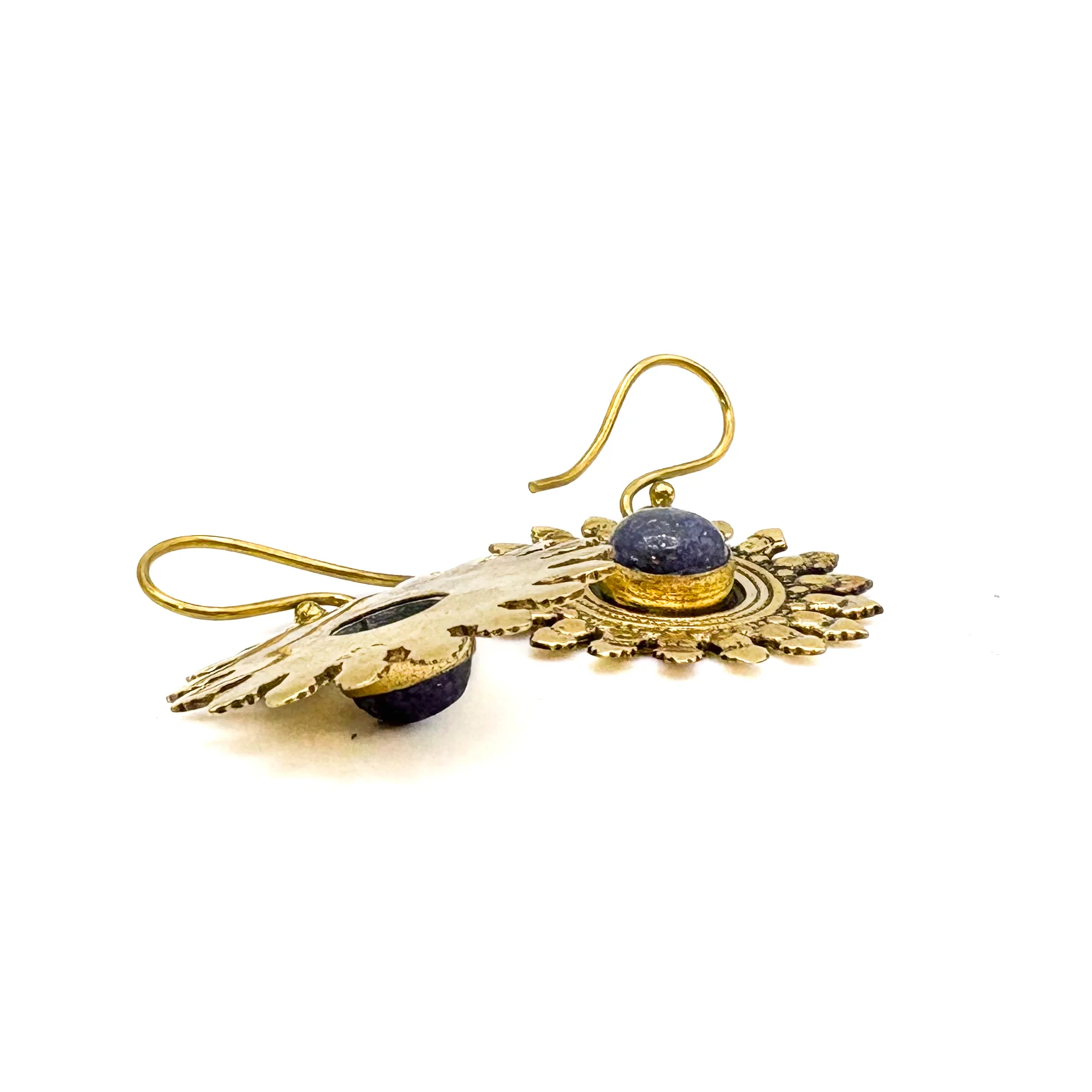 Lapis Lazuli All The Suns Rays Brass Earrings - Image 8