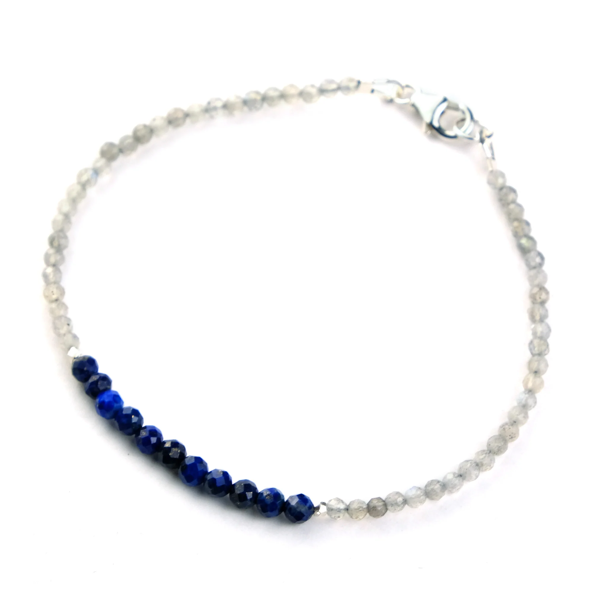 Lapis Lazuli and Labradorite Bracelet with Sterling Silver Trigger Clasp - Image 2