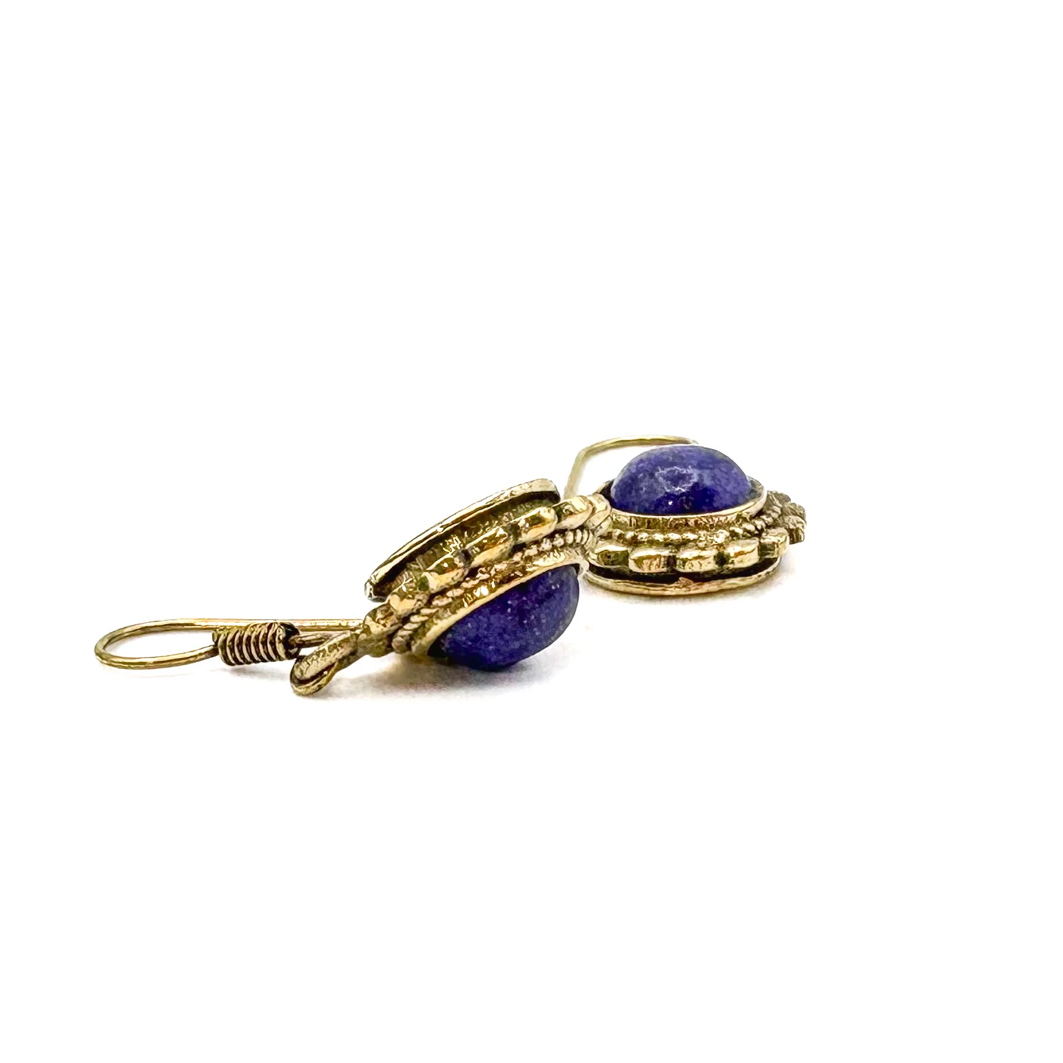 Lapis Lazuli Circle Rope Brass Earrings - Image 10