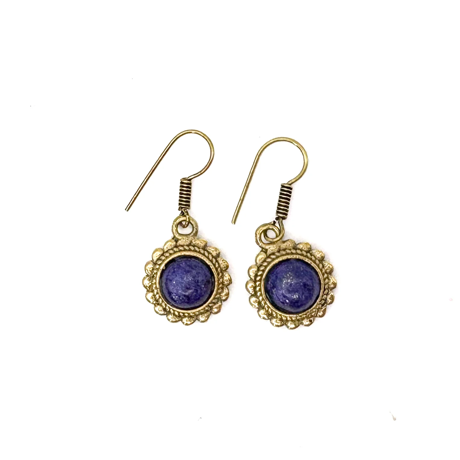 Lapis Lazuli Circle Rope Brass Earrings - Image 7