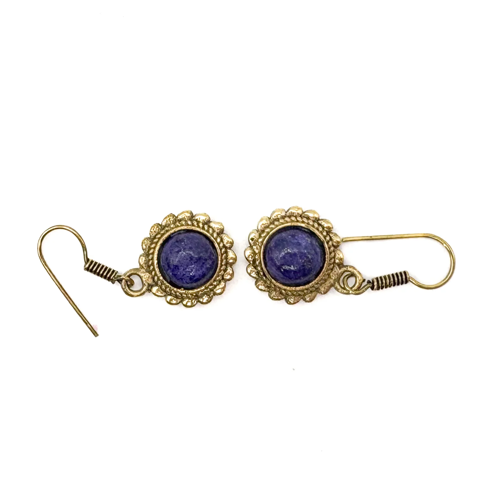 Lapis Lazuli Circle Rope Brass Earrings - Image 9
