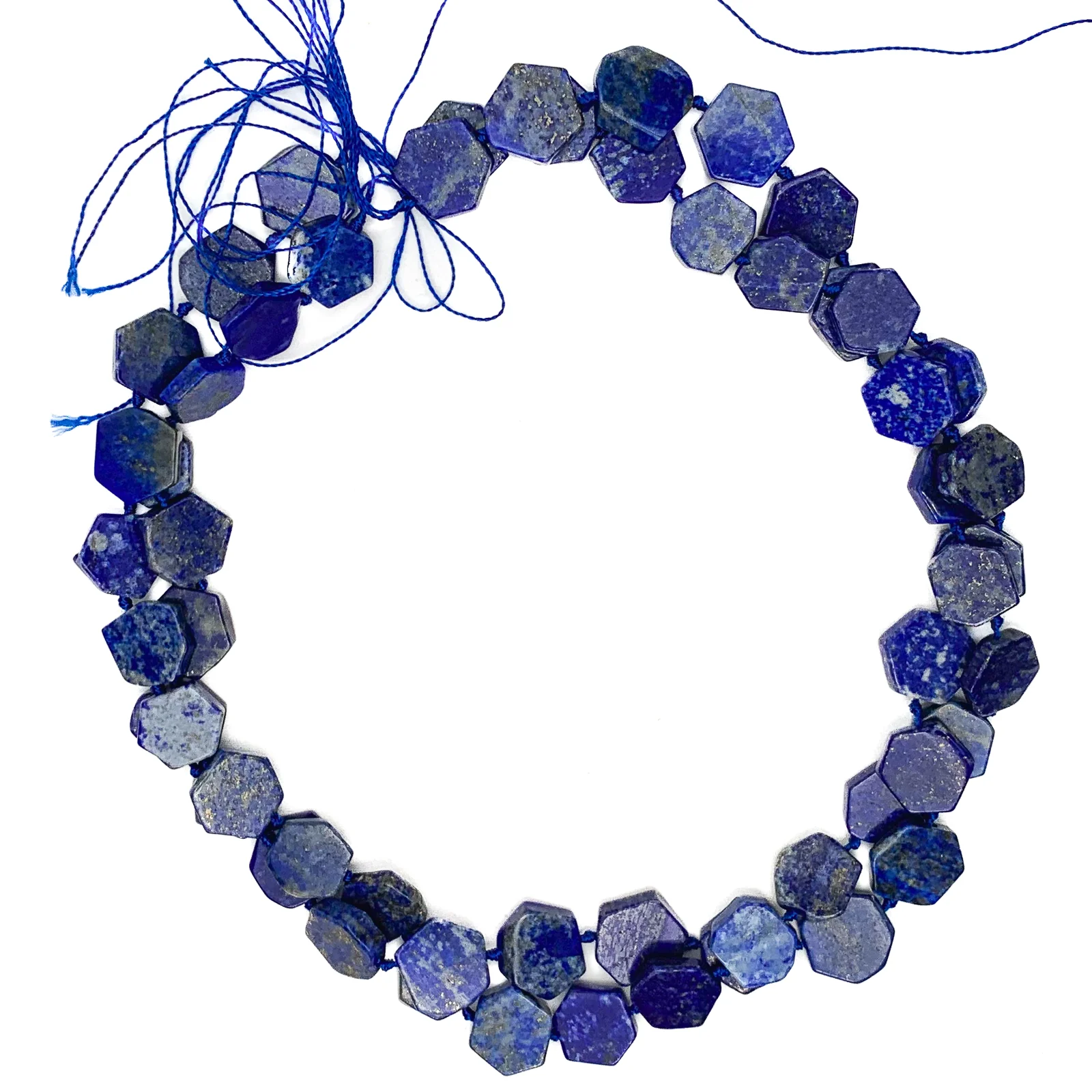 Lapis Lazuli Hexagon Coins Bead Strand - Image 2