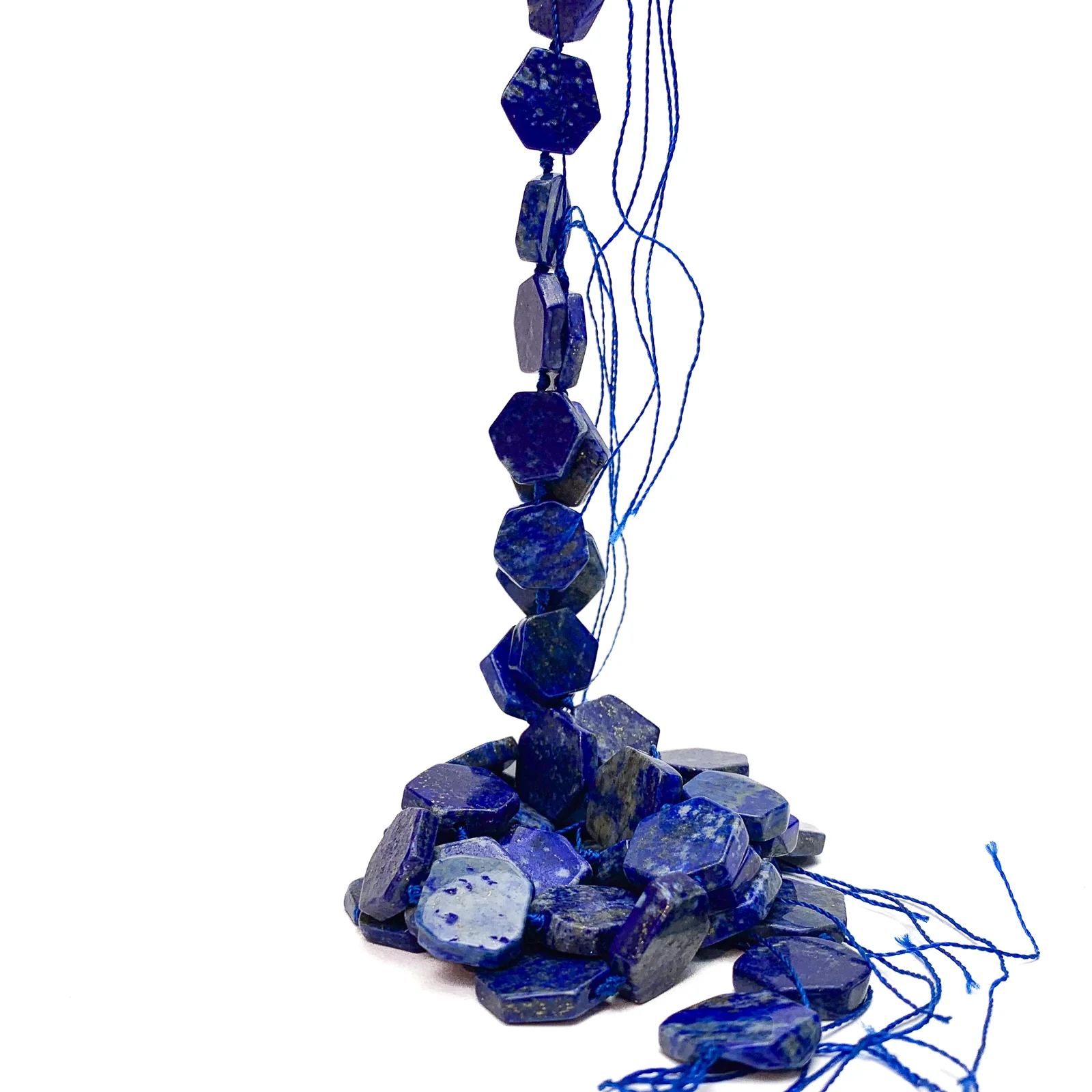 Lapis Lazuli Hexagon Coins Bead Strand - Image 3