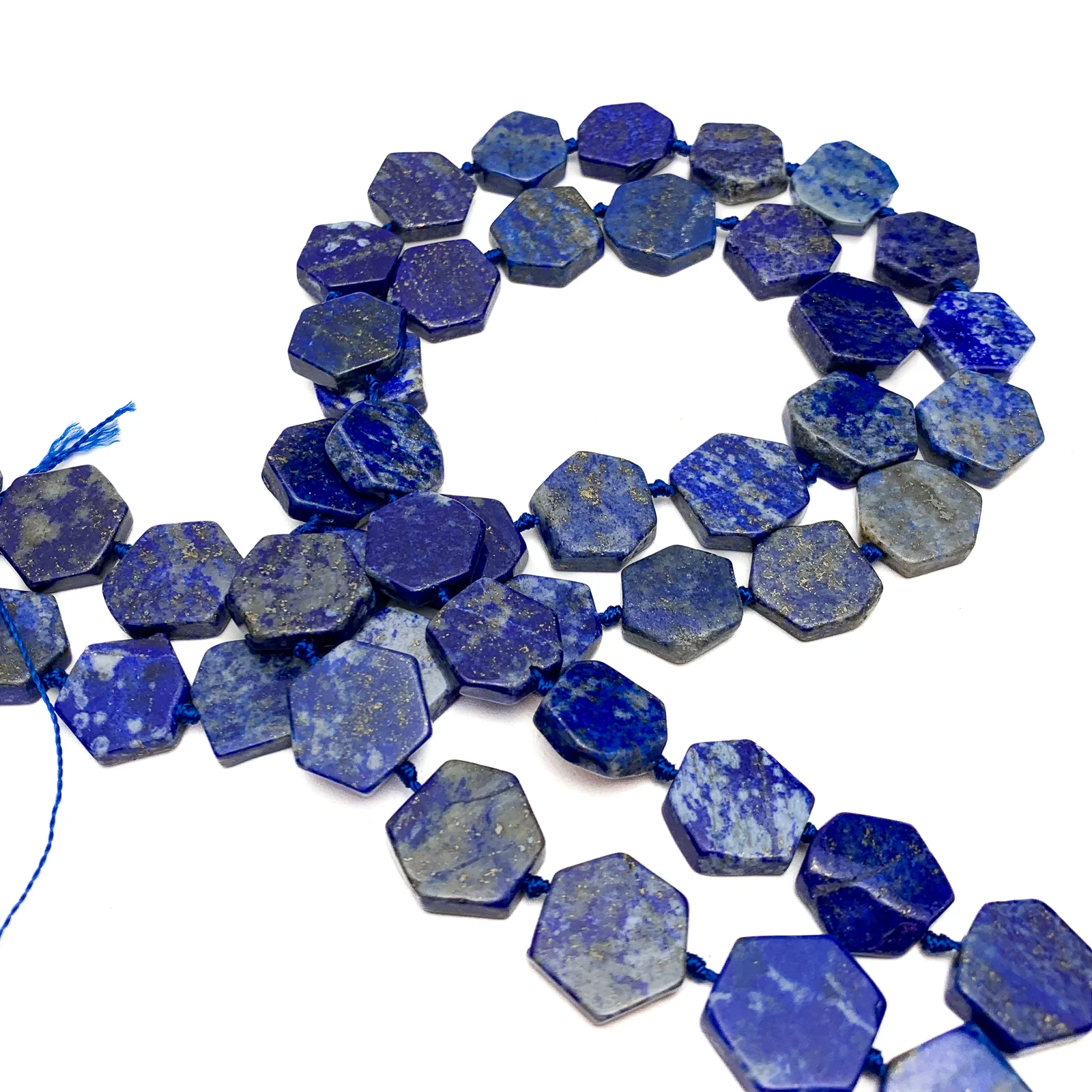 Lapis Lazuli Hexagon Coins Bead Strand - Image 4