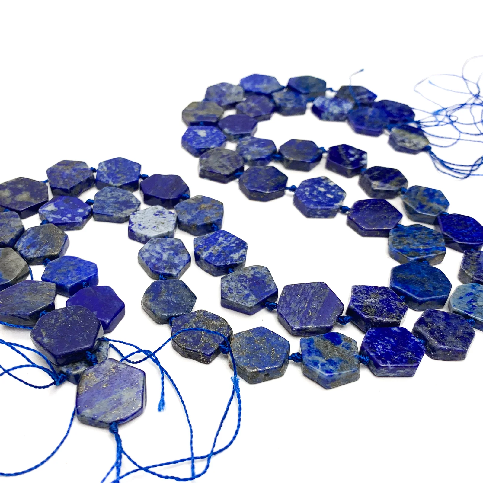 Lapis Lazuli Hexagon Coins Bead Strand - Image 5