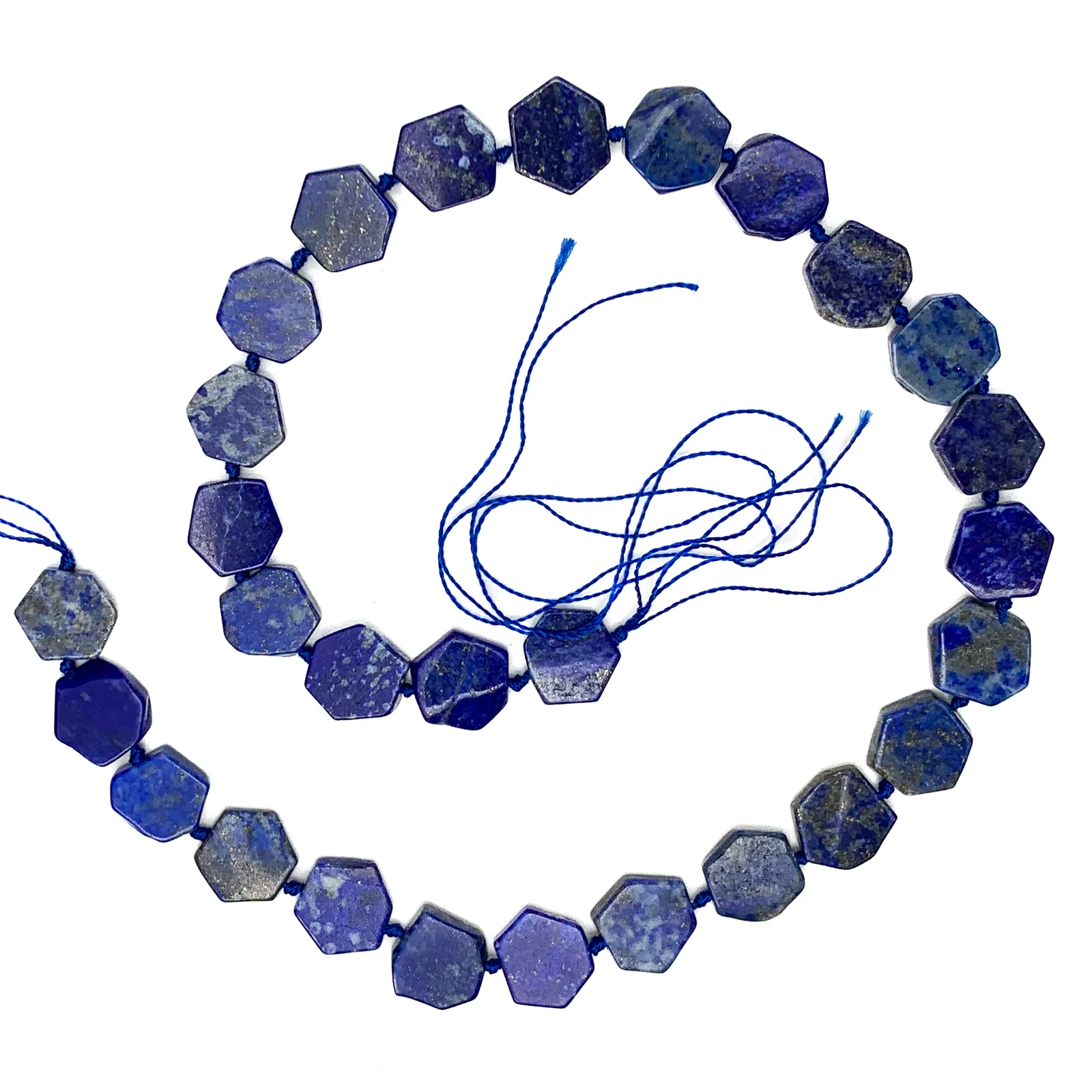 Lapis Lazuli Hexagon Coins Bead Strand - Image 7