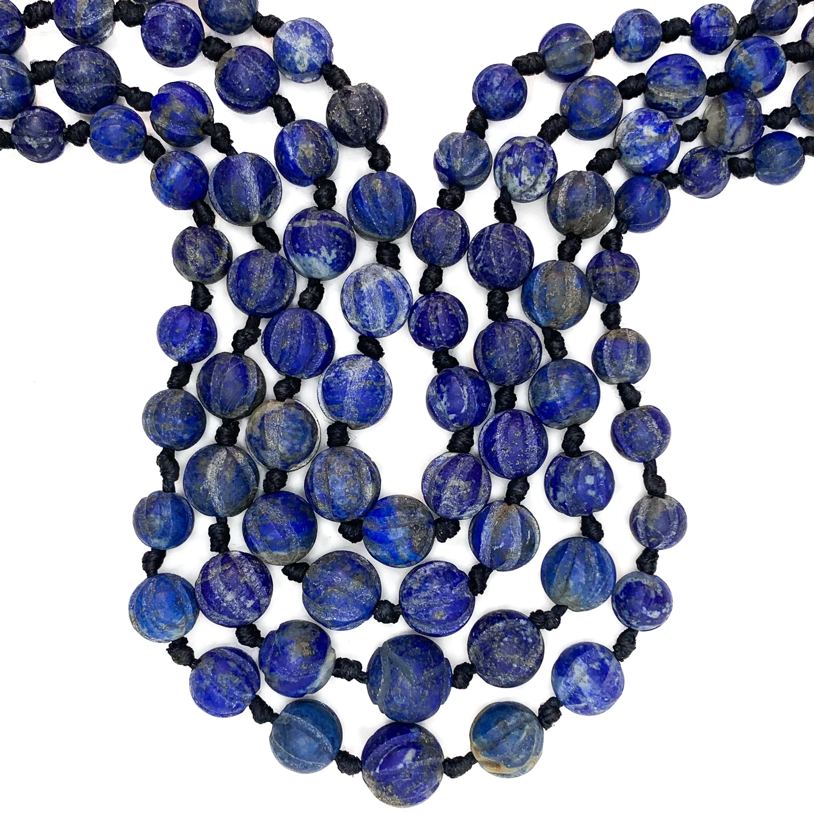 Lapis Lazuli Matte Melons Bead Strand - Image 3