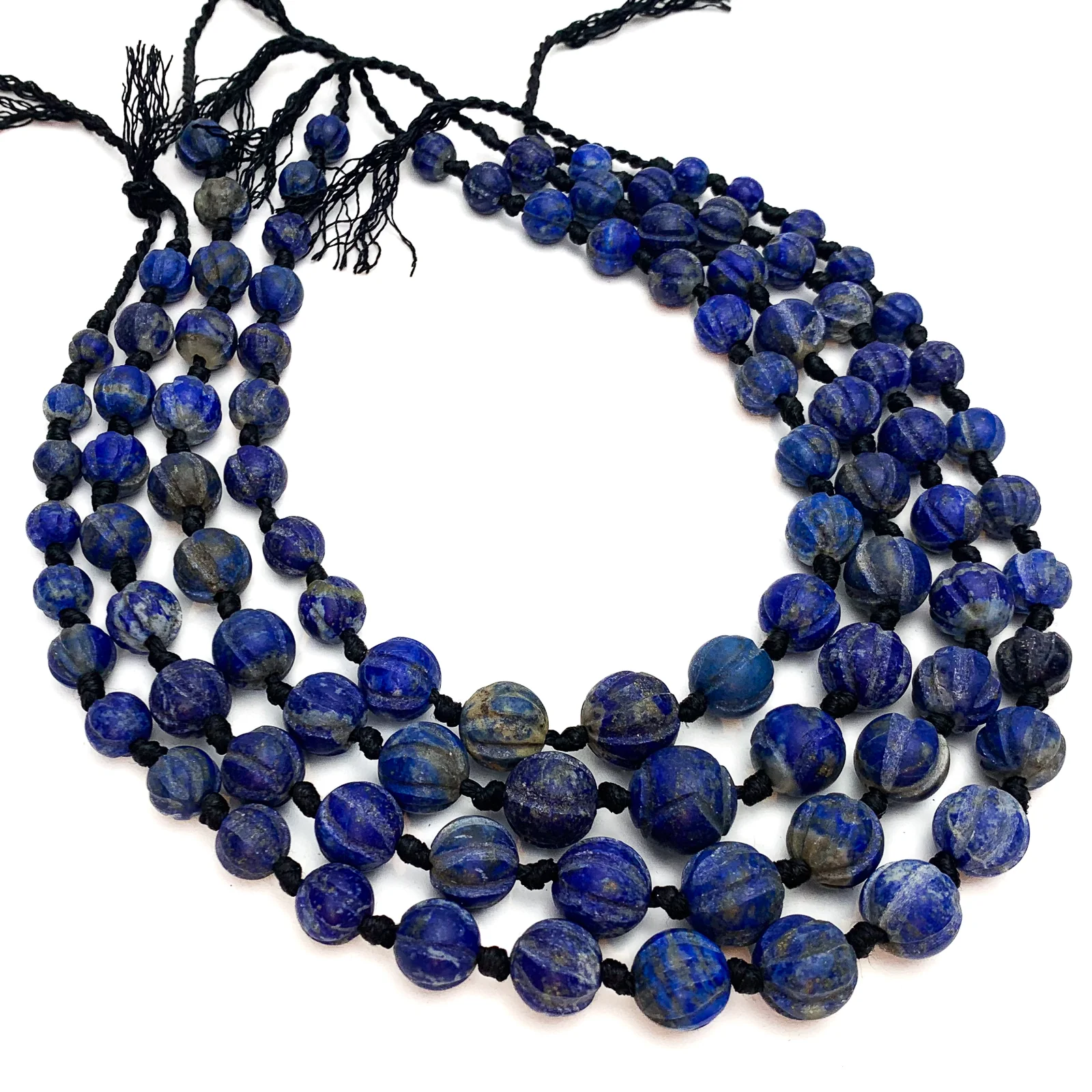 Lapis Lazuli Matte Melons Bead Strand - Image 4