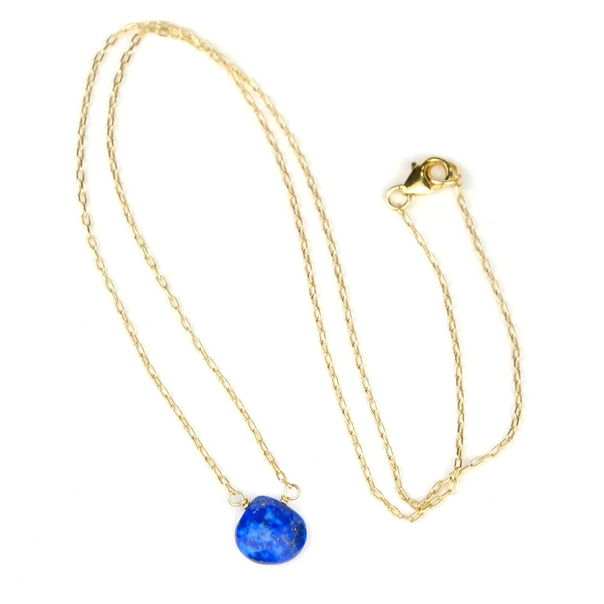 Lapis Lazuli Necklace on Gold Filled Chain and Gold Filled Trigger Clasp - Image 2