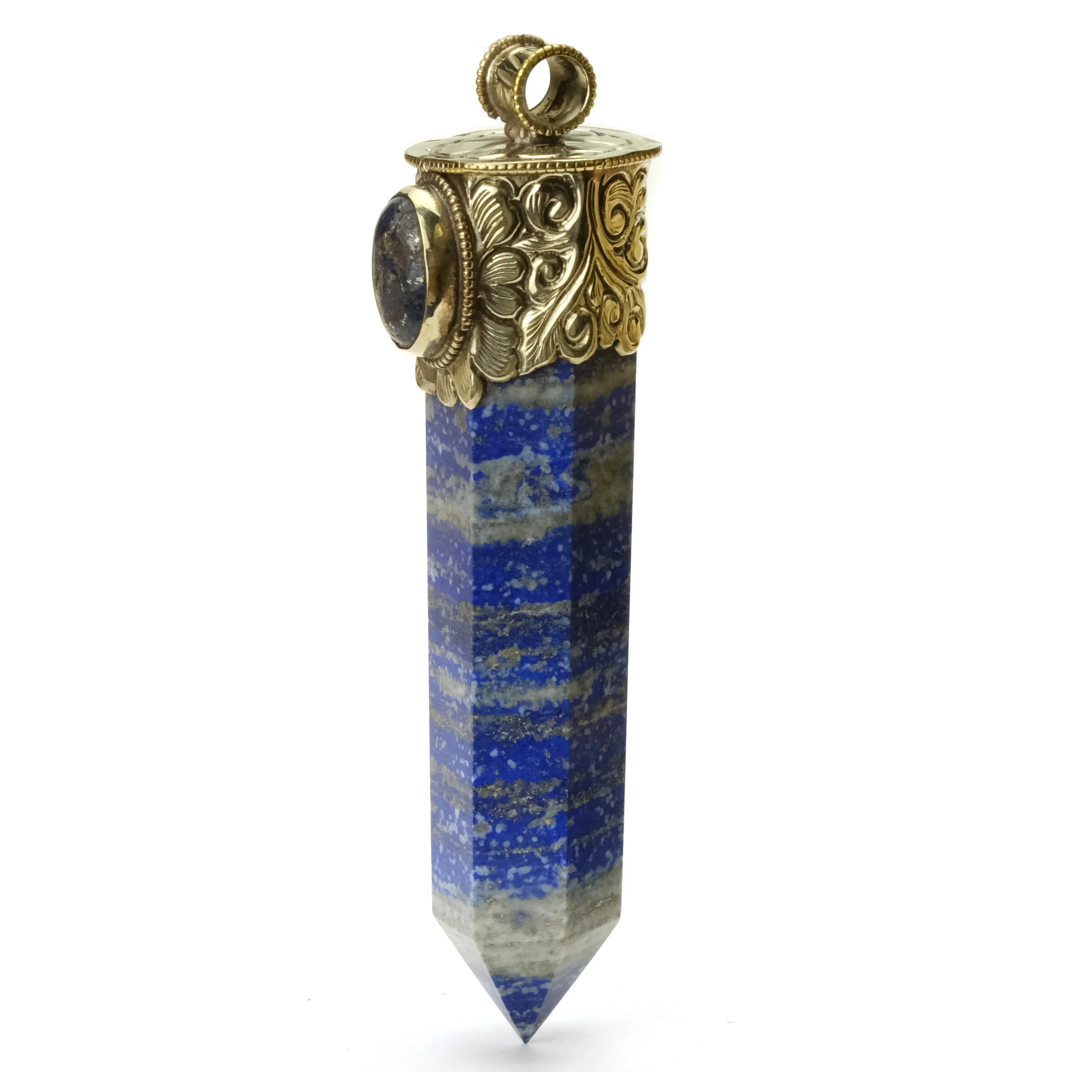 Lapis Lazuli Obelisk Pendant Large with Fine Raw Lapis Lazuli/ Pyrite Cabochon # 78 - Image 2