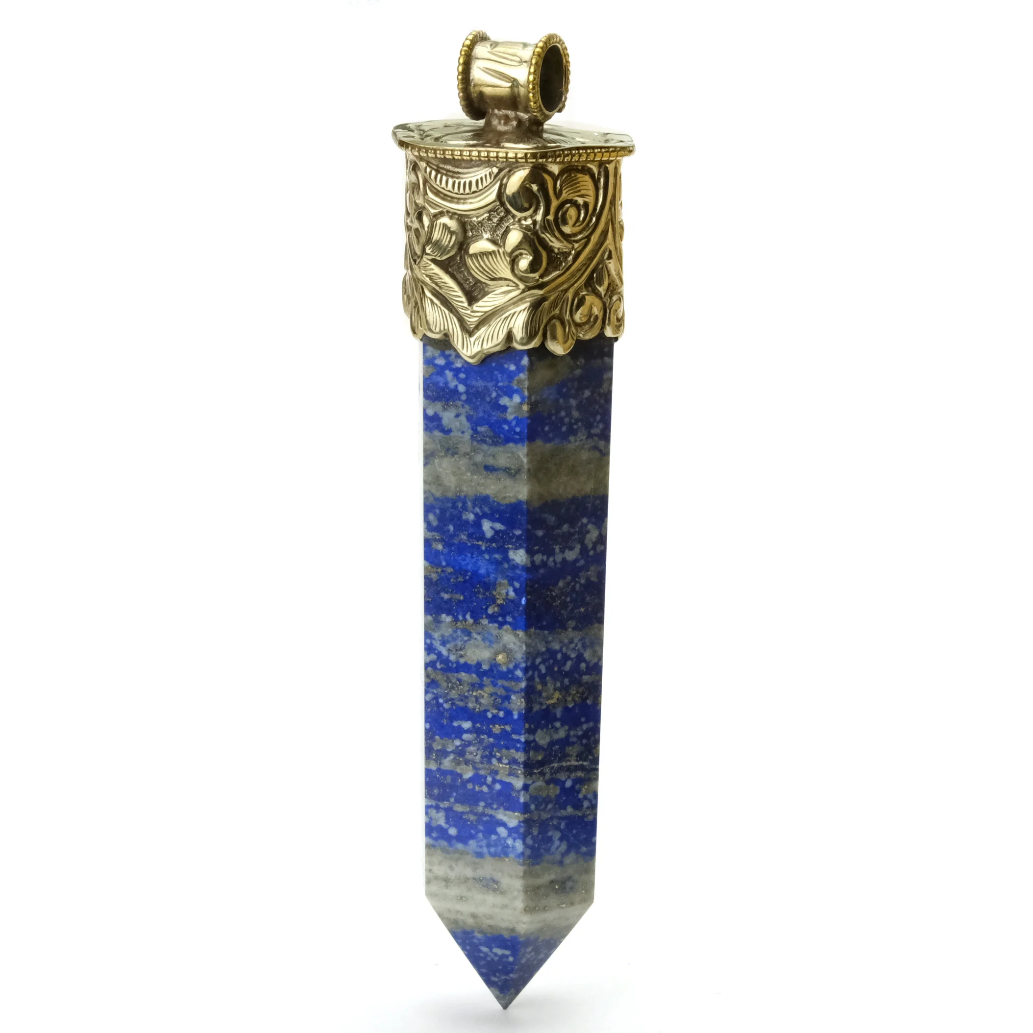Lapis Lazuli Obelisk Pendant Large with Fine Raw Lapis Lazuli/ Pyrite Cabochon # 78 - Image 3