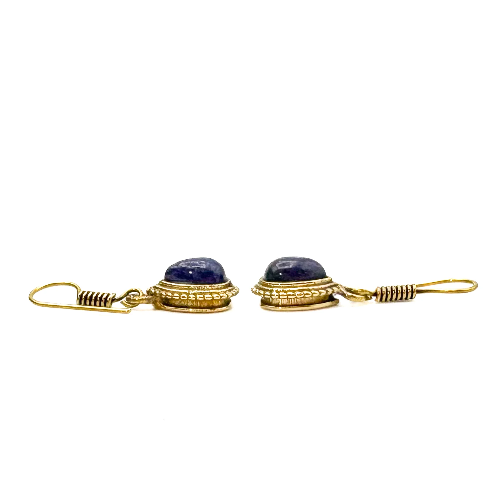 Lapis Lazuli Small Teardrop Brass Earrings - Image 7