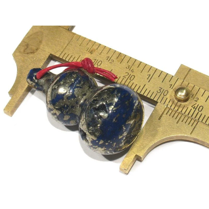 Lapis/ Pyrite Carved Gourd Bead / Pendant - Image 5