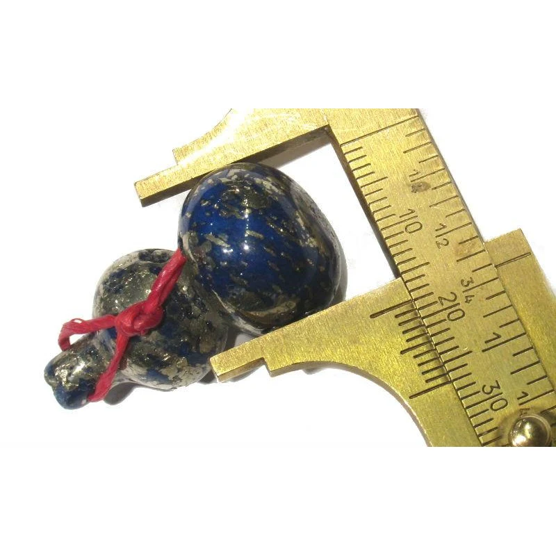 Lapis/ Pyrite Carved Gourd Bead / Pendant - Image 6