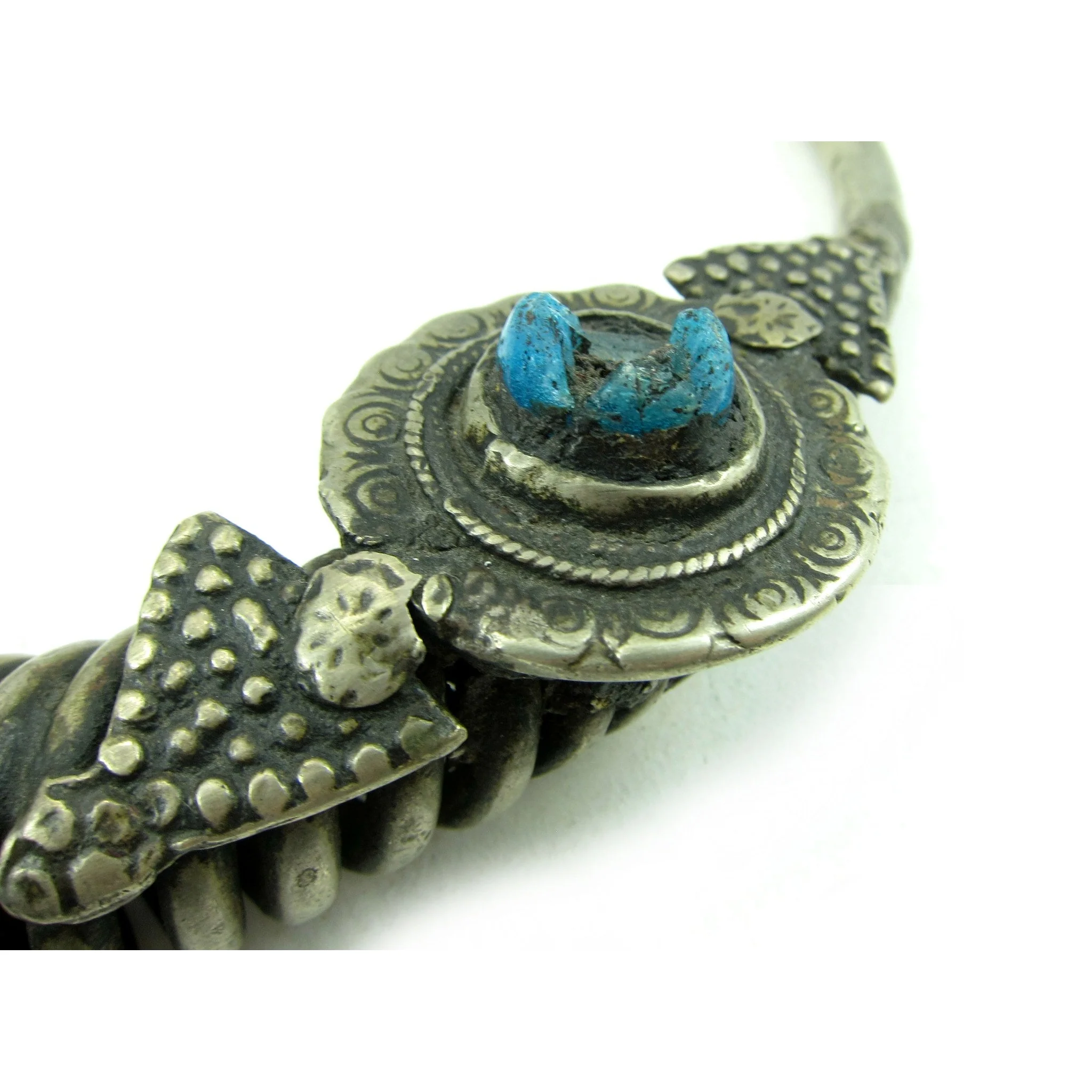 Large Afghan Torque Necklace with Glass Accent Beads - Image 2