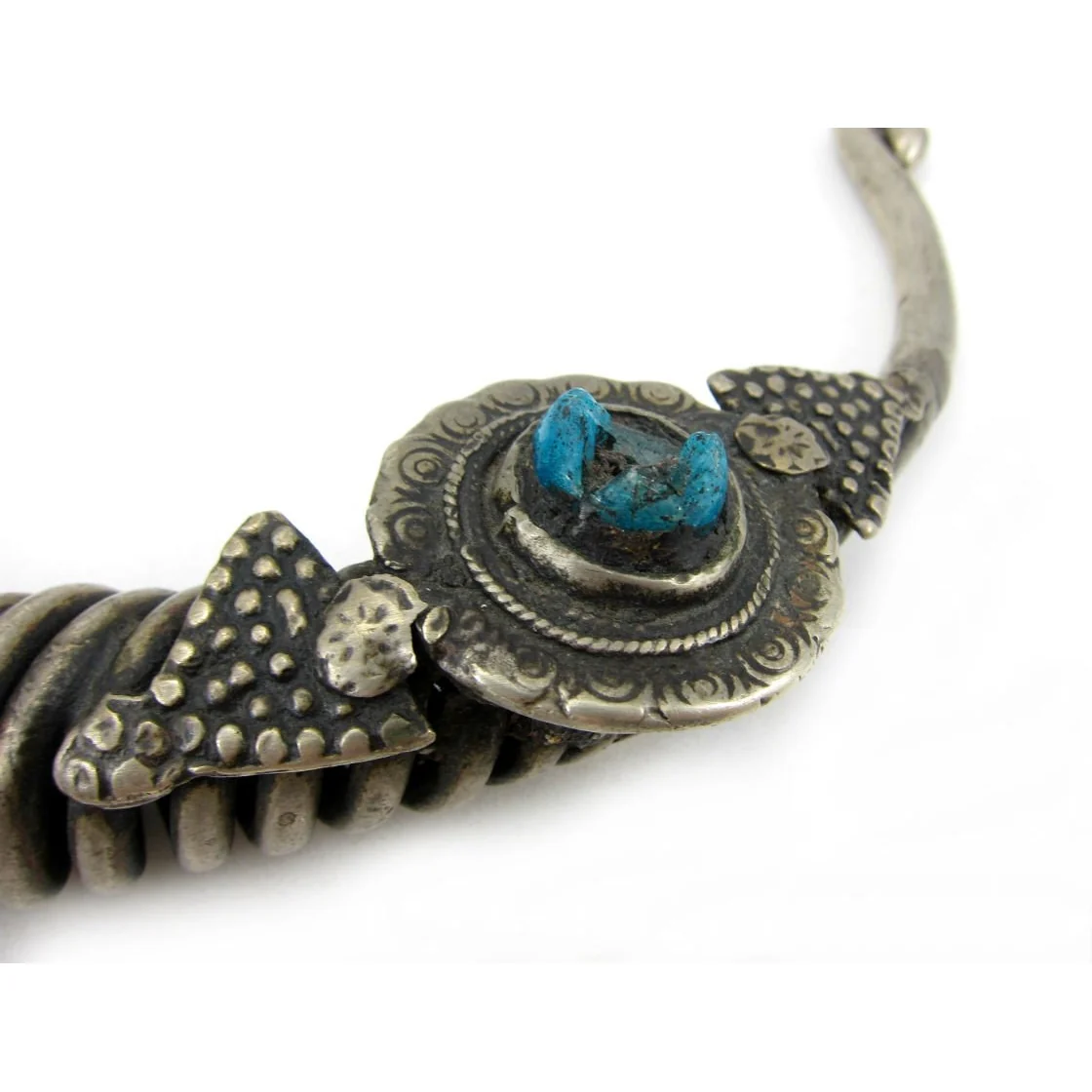 Large Afghan Torque Necklace with Glass Accent Beads - Image 5