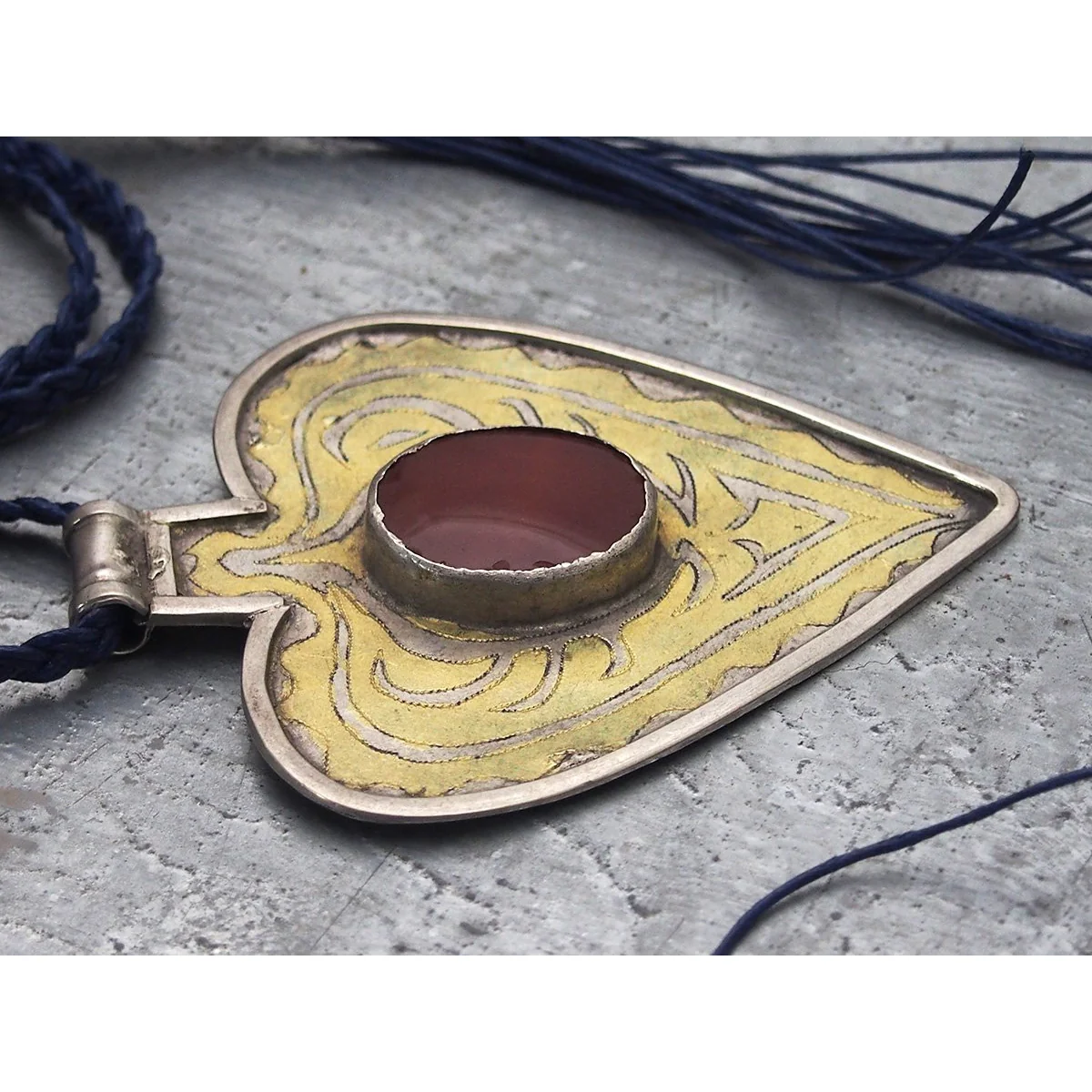 Tekke Turkmen Large Silver Fire Gilded Carnelian Asyk - Image 2