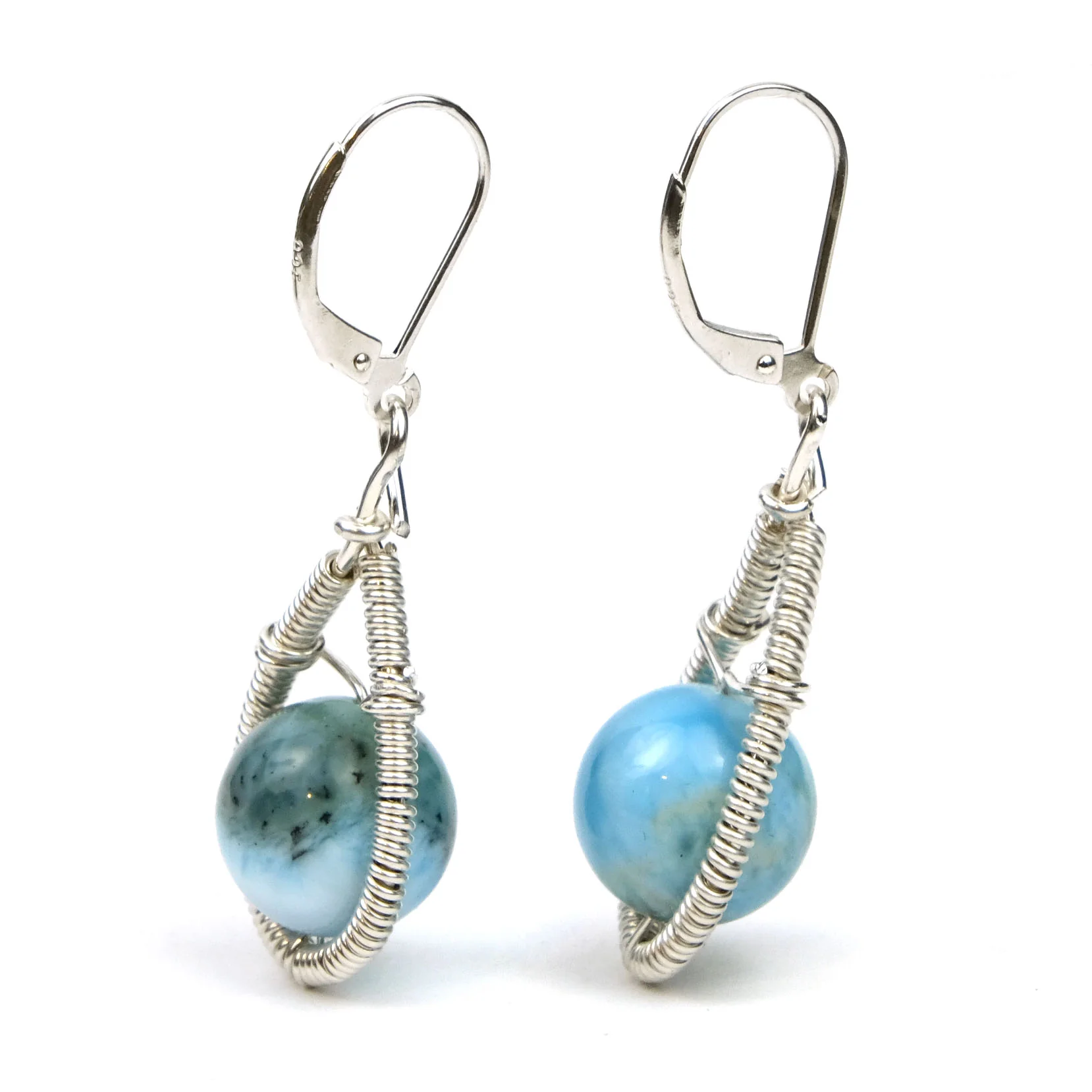 Larimar Earrings with Sterling Silver Latch Back - Image 2