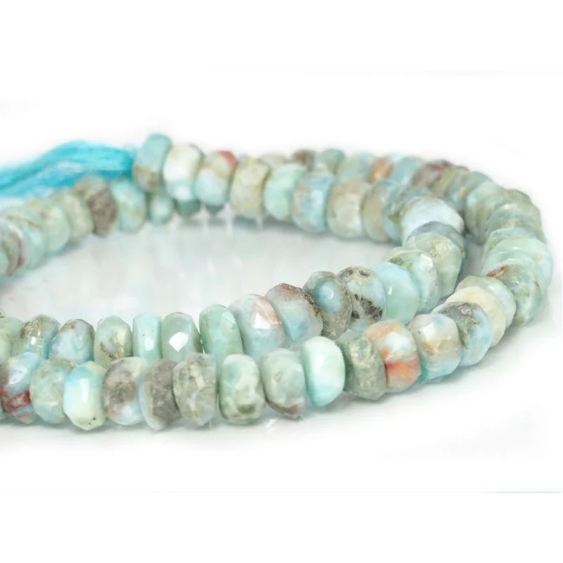 Larimar Faceted Rondelles 9mm Strand - Image 2