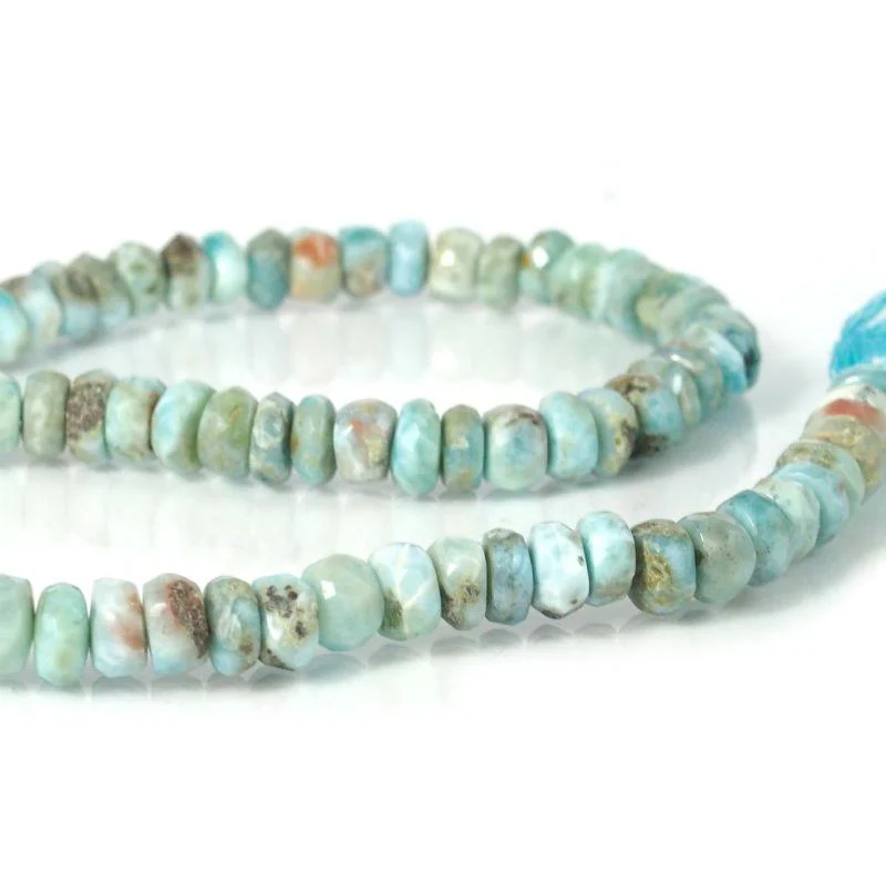 Larimar Faceted Rondelles 9mm Strand - Image 3