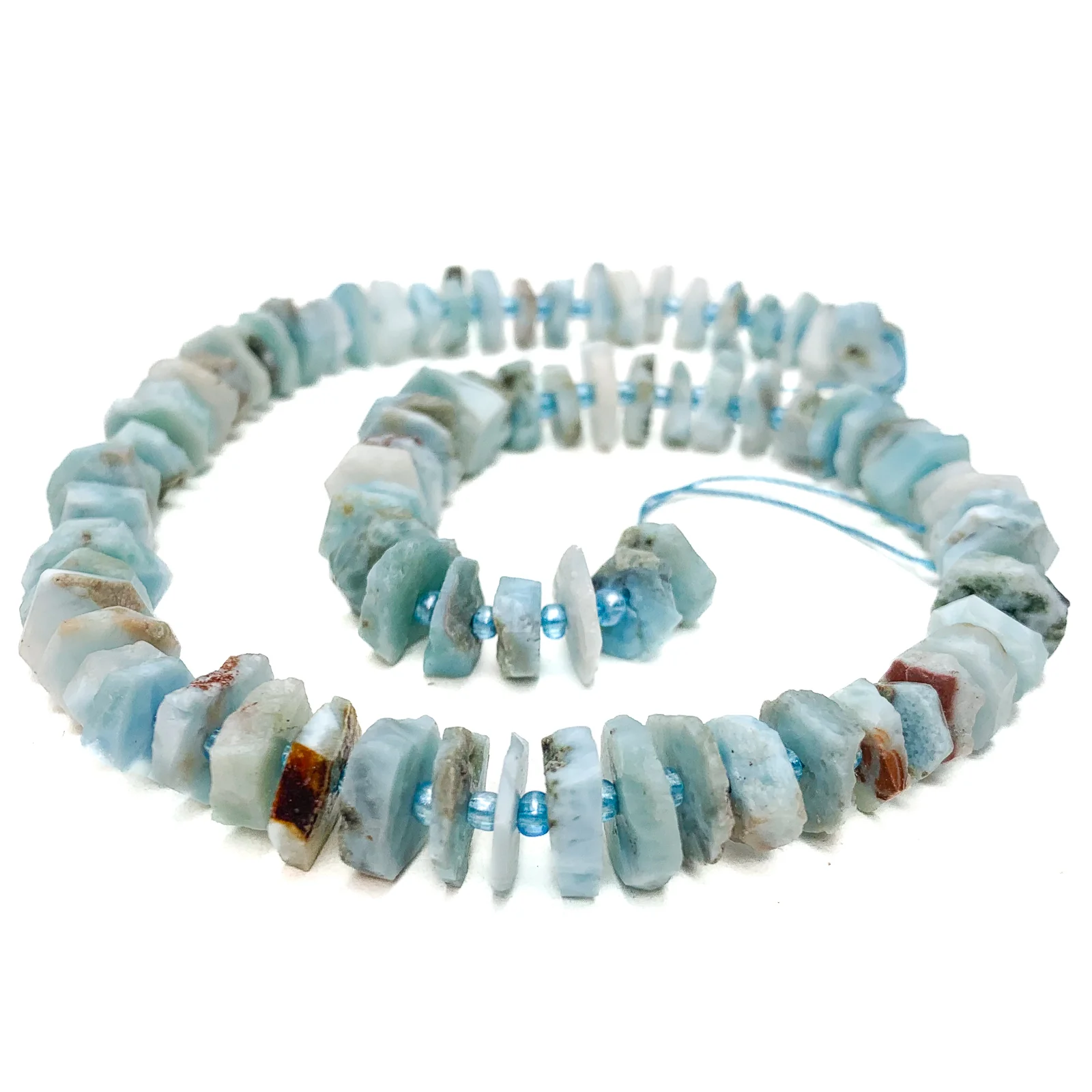 Larimar Hexagon Disc Bead Strand - Image 3