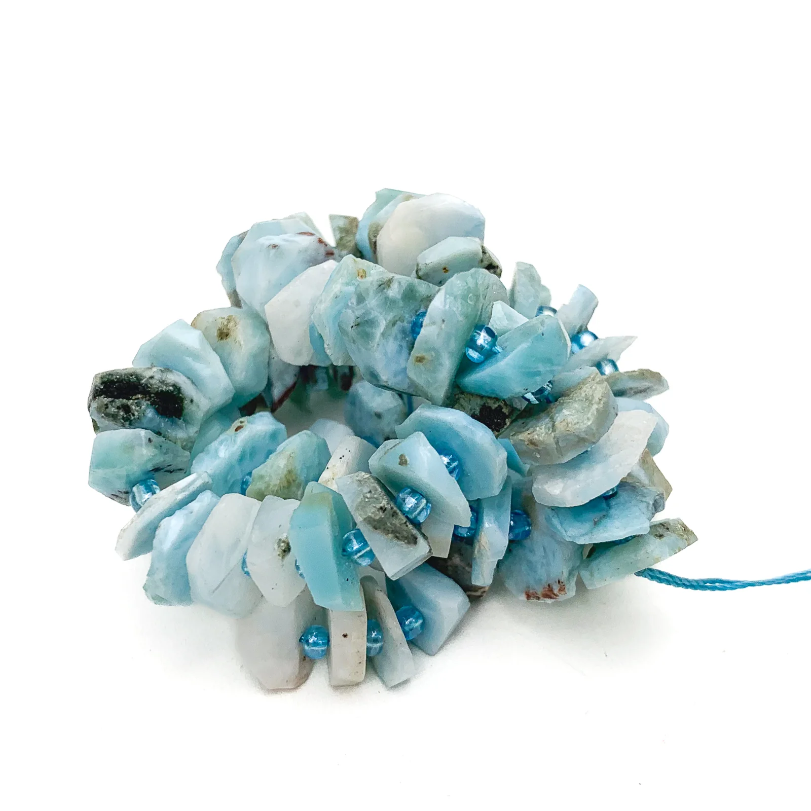Larimar Hexagon Disc Bead Strand - Image 4