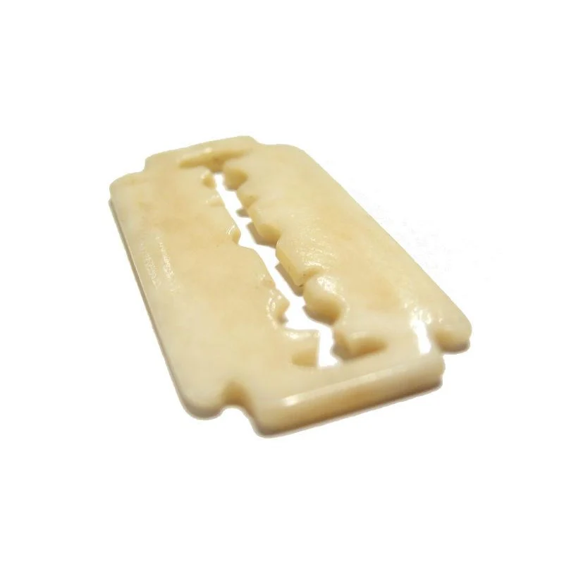 "A Non-Hazardous" Safety Razor Blade Hand Carved Cow Bone Bead Pendant - Image 3