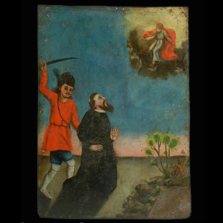 Late 19th Century San Caralampio Retablo Oil Painting #69 - Image 2