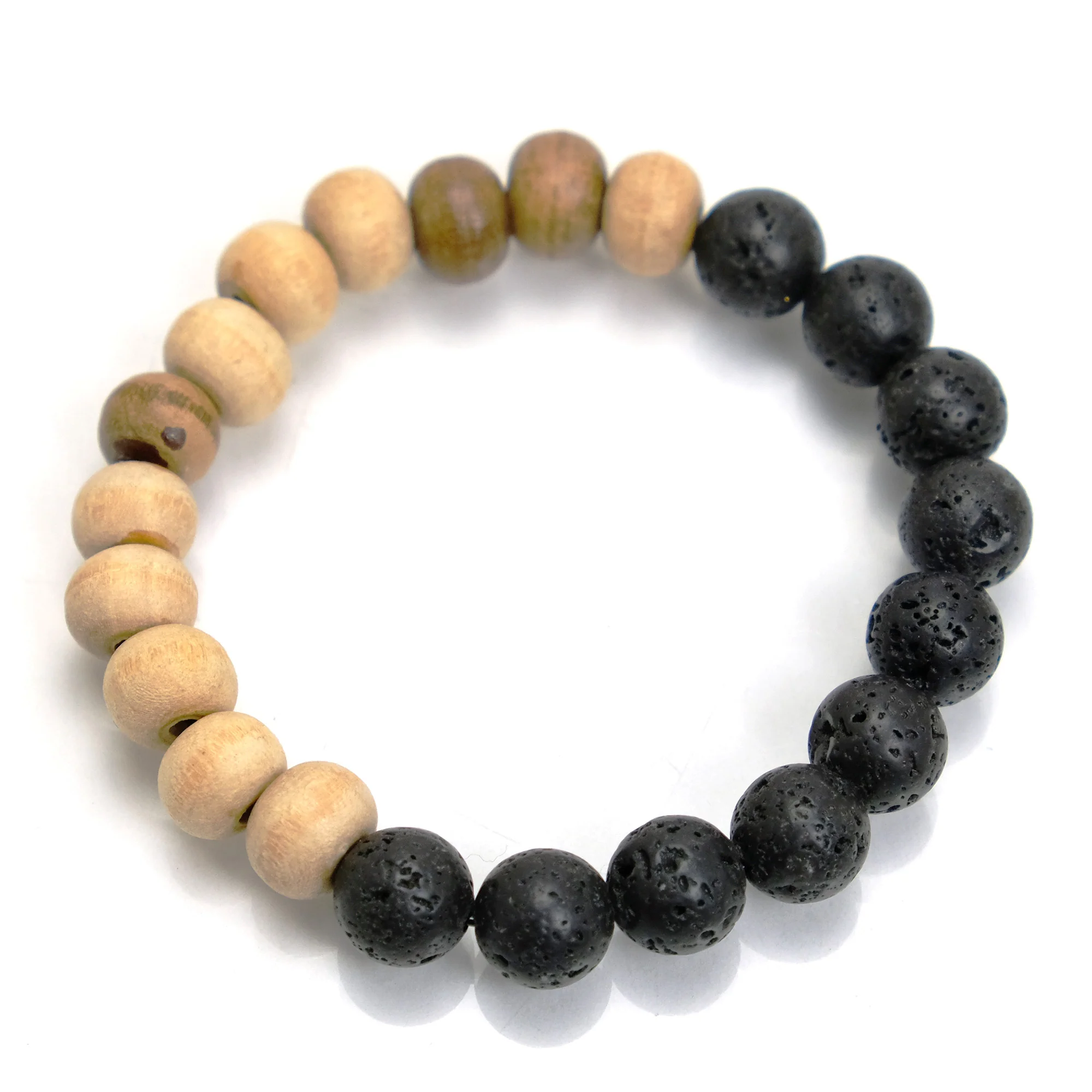 Lava Stone and Tulsi Wood Stretch Bracelet - Image 2