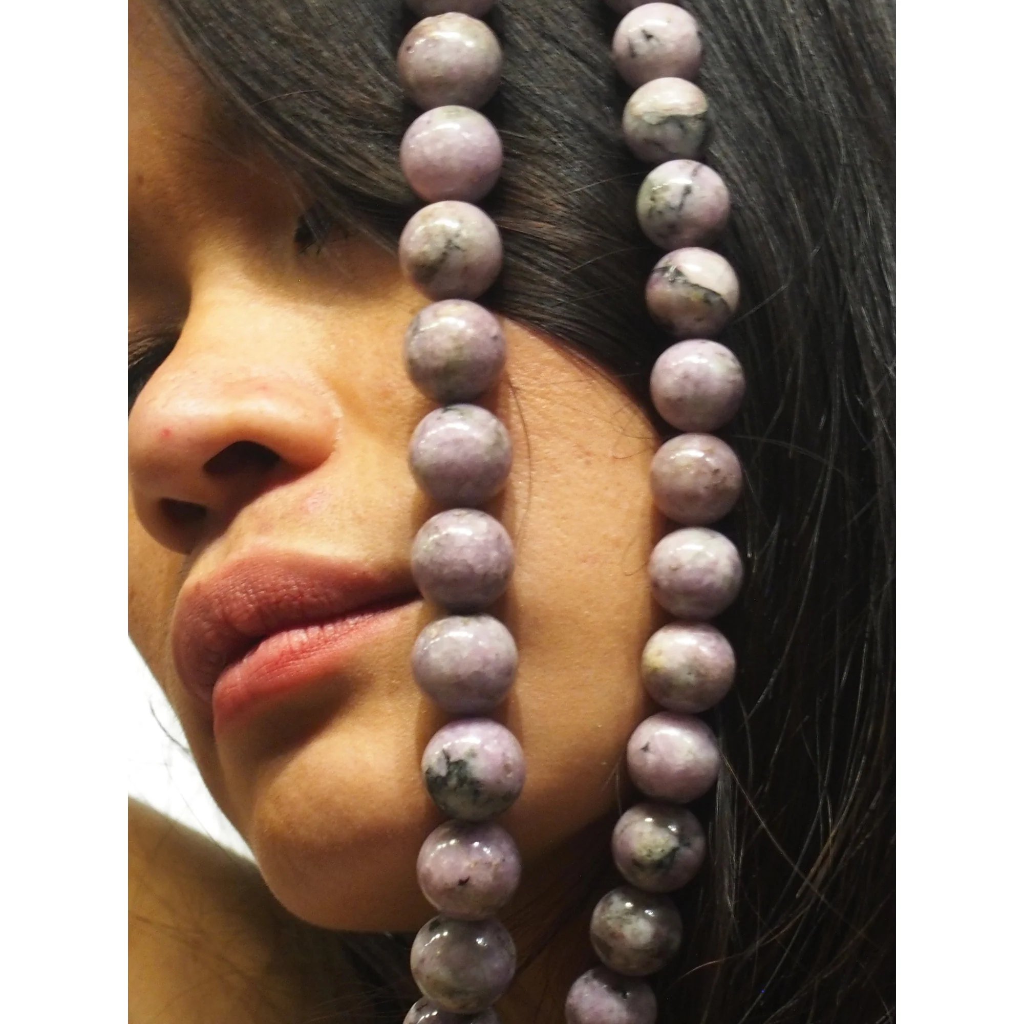 Lilac Lepidolite Smooth Rounds 14mm, 16mm Strand - Image 2