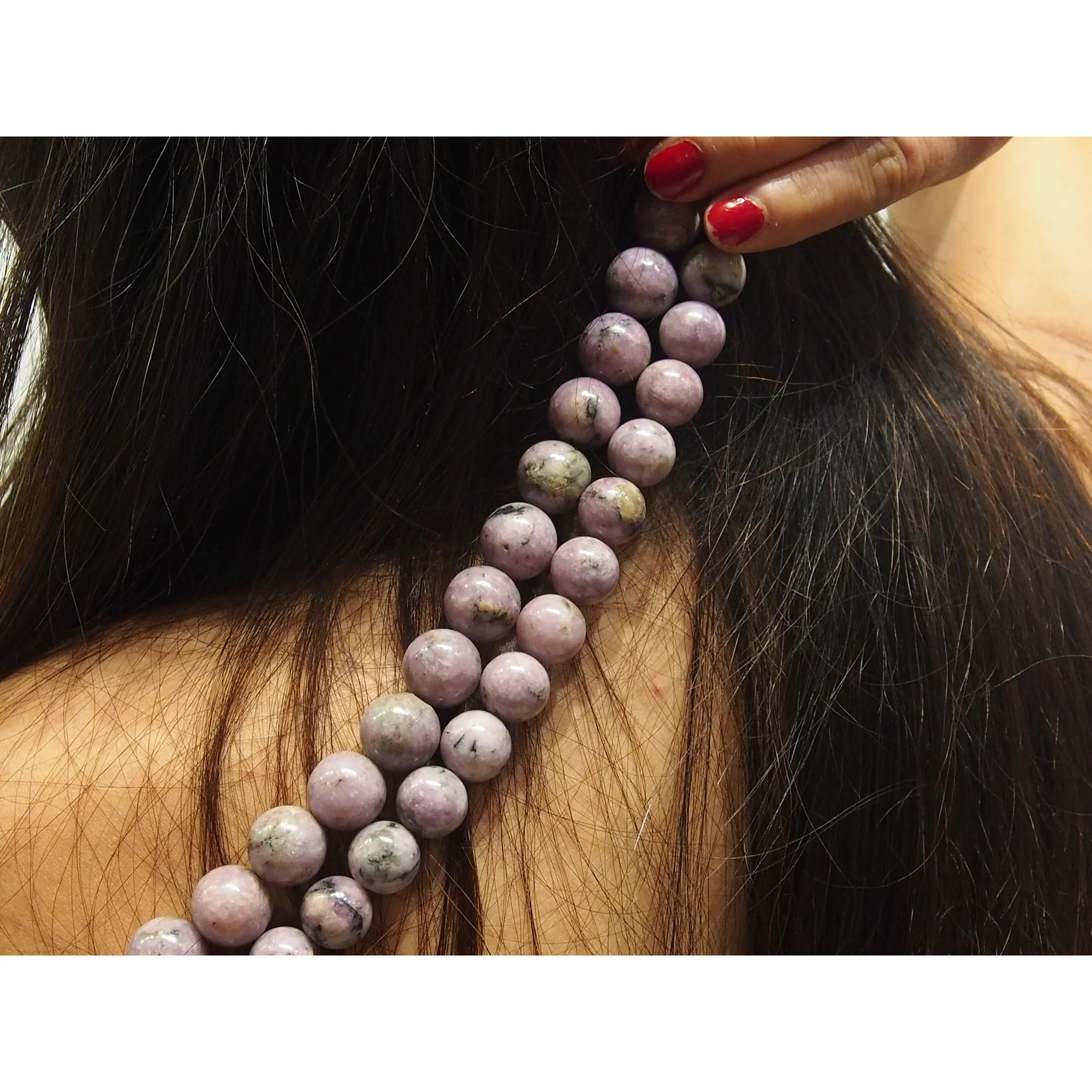 Lilac Lepidolite Smooth Rounds 14mm, 16mm Strand - Image 4