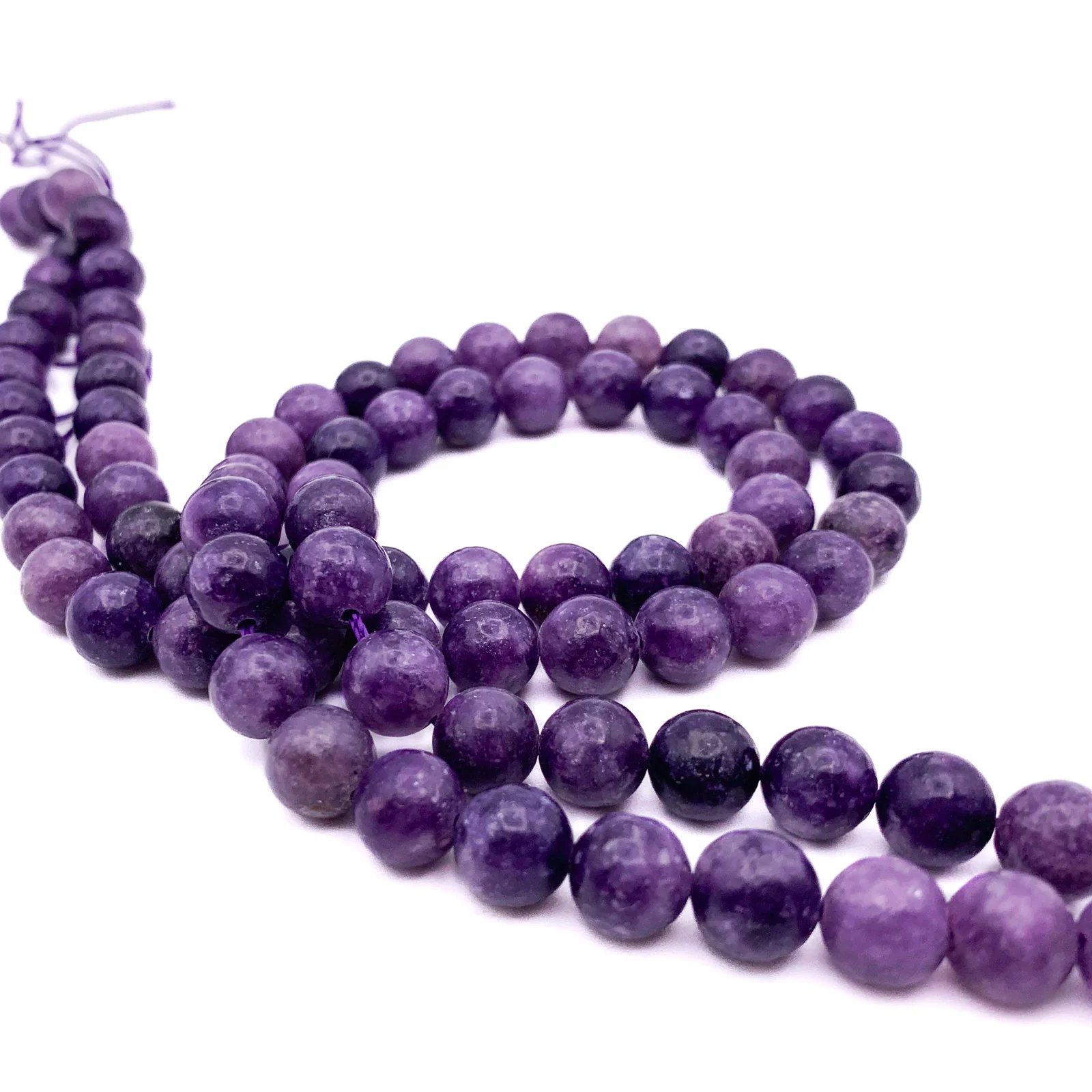 Lepidolite Violet 8.5mm Smooth Rounds Bead Strand - Image 6