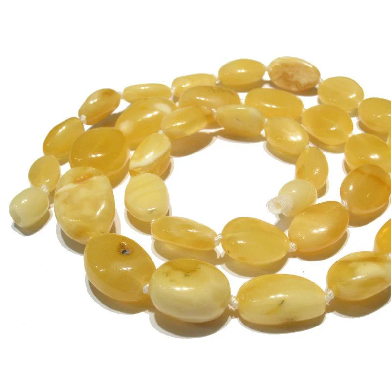 Amber (Light Yellow Butterscotch) Nugget Knotted Strand/Necklace - Image 2