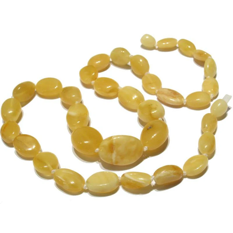 Amber (Light Yellow Butterscotch) Nugget Knotted Strand/Necklace - Image 3